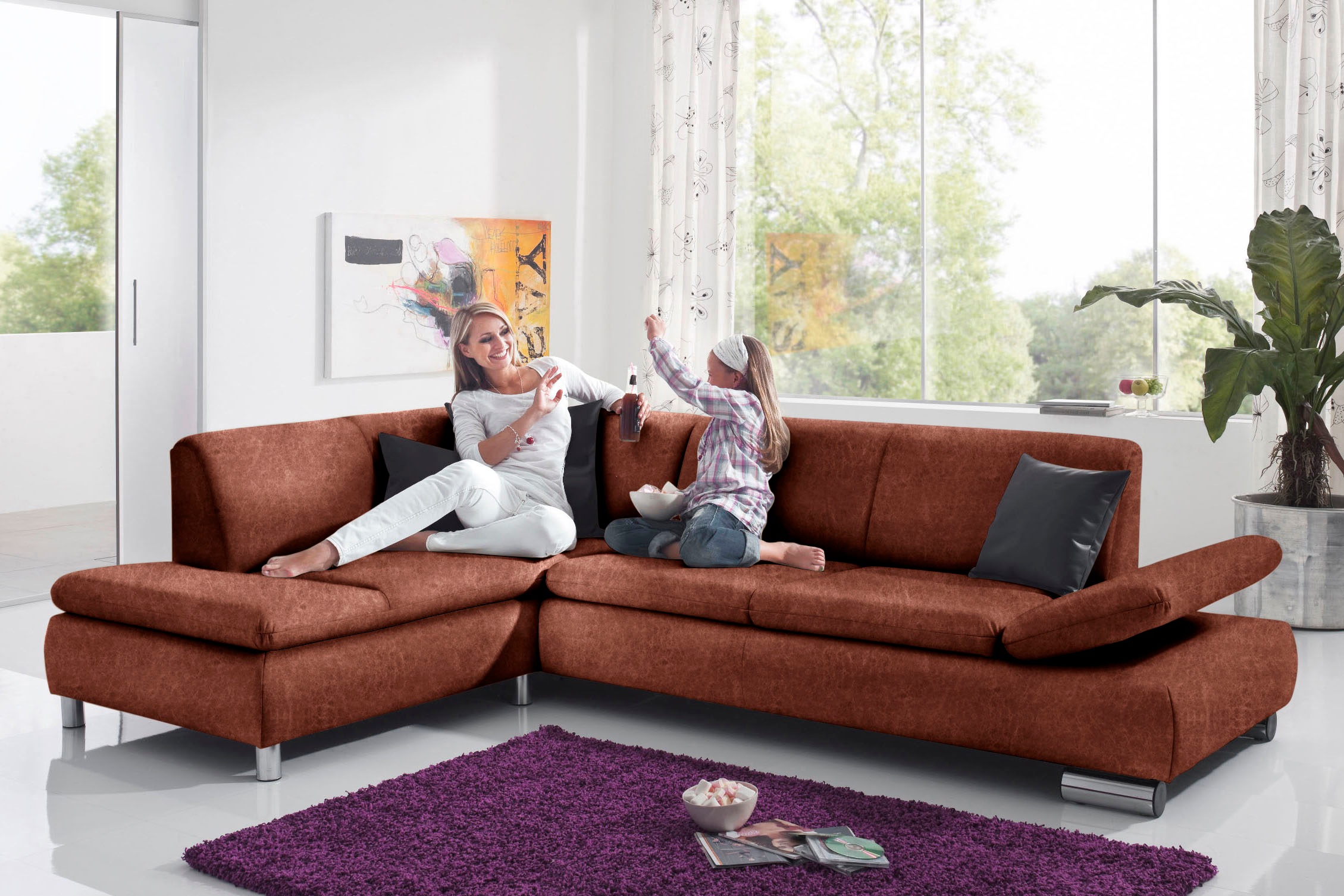 Max Winzer® Ecksofa »Toulouse modern und bequem, aktuelles Design, hoher Sitzkomfort«, mit klappbaren Armlehnen, Breite 237 cm