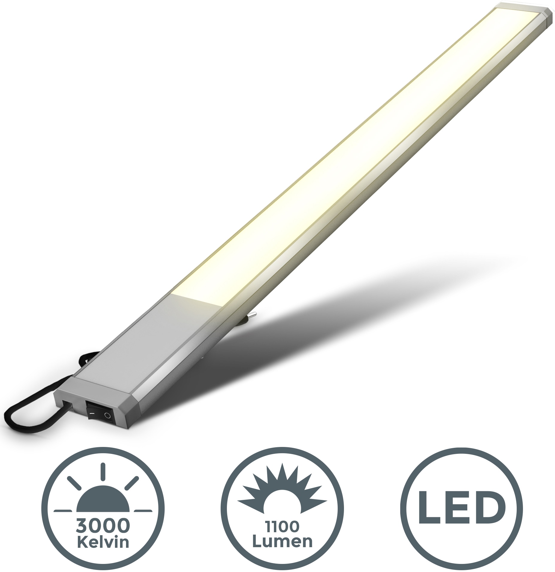 B.K.Licht Unterschrankleuchte »BK_UL1468 LED-Unterbauleuchte, 10W, 3.000K warmweißes Licht, L: 57,5cm«, 1 flammig, Leuchtmittel LED-Modul | LED fest integriert, 1100 Lumen, IP20, Küchenlampe