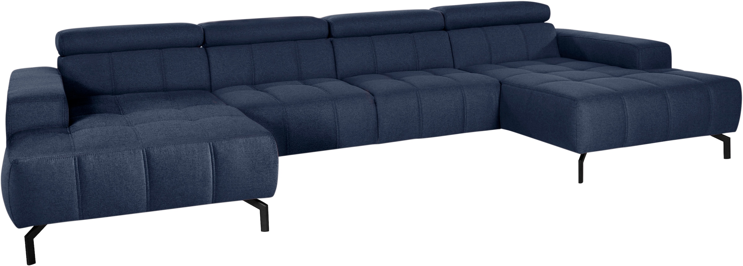 DOMO collection Wohnlandschaft »Cunelli tolle Sitznähte als Designelement, fester Sitzkomfort, U-Form«, wahlweise mit Kopfteilverstellung, bodenfrei