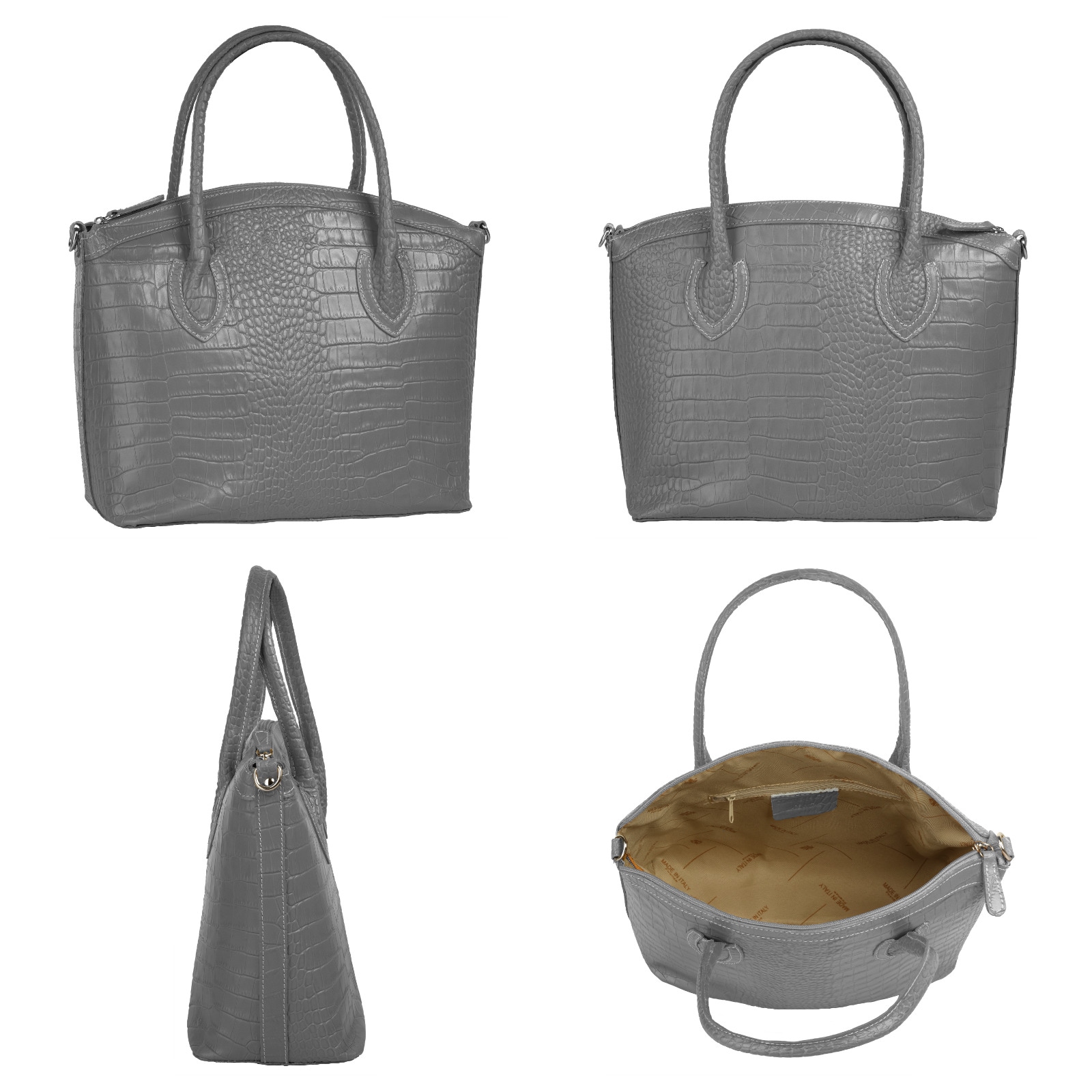 Cluty Henkeltasche, echt Leder, Made in Italy