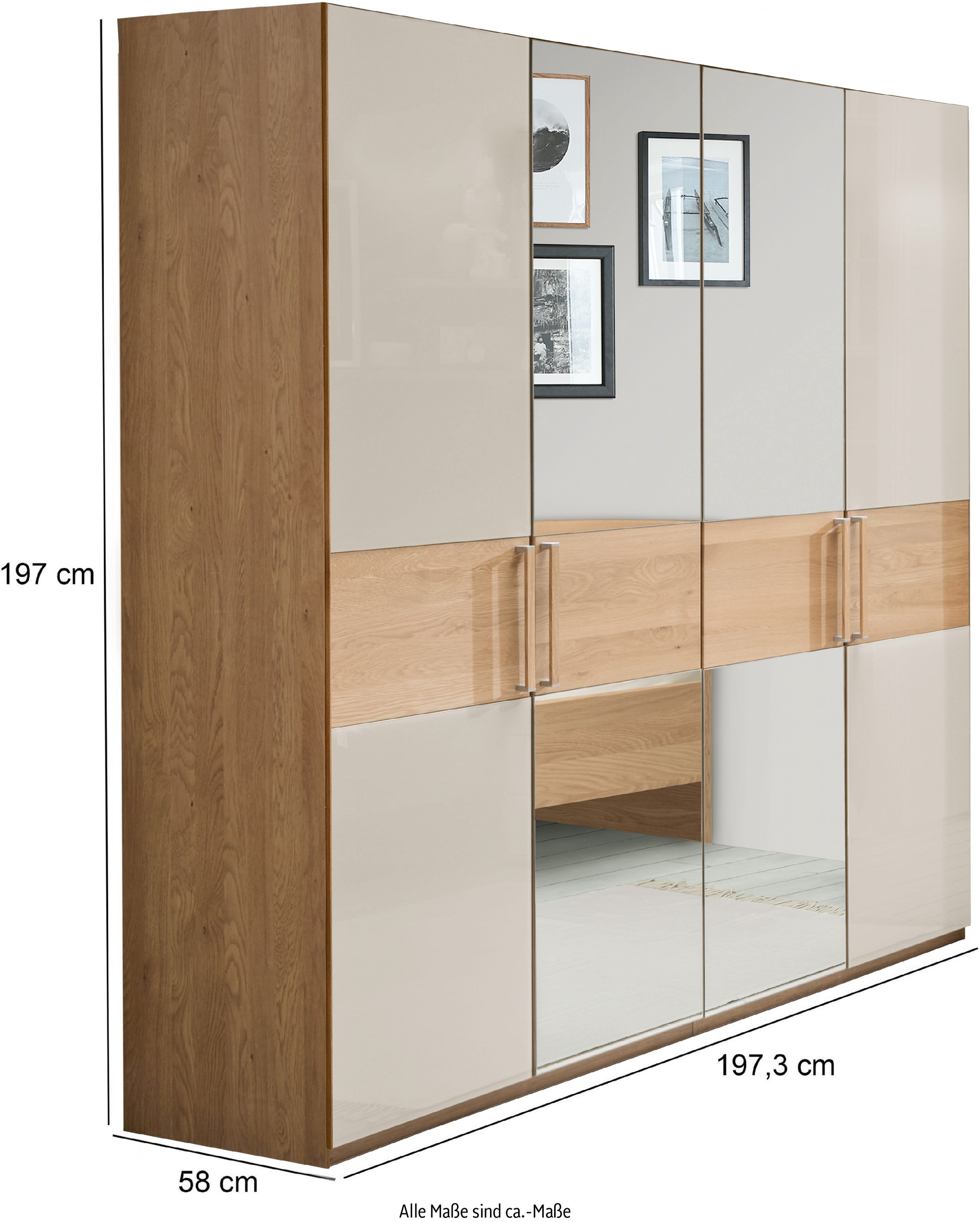 WIEMANN Drehtürenschrank »Kiruna«, mit Champagnerglas und Spiegel
