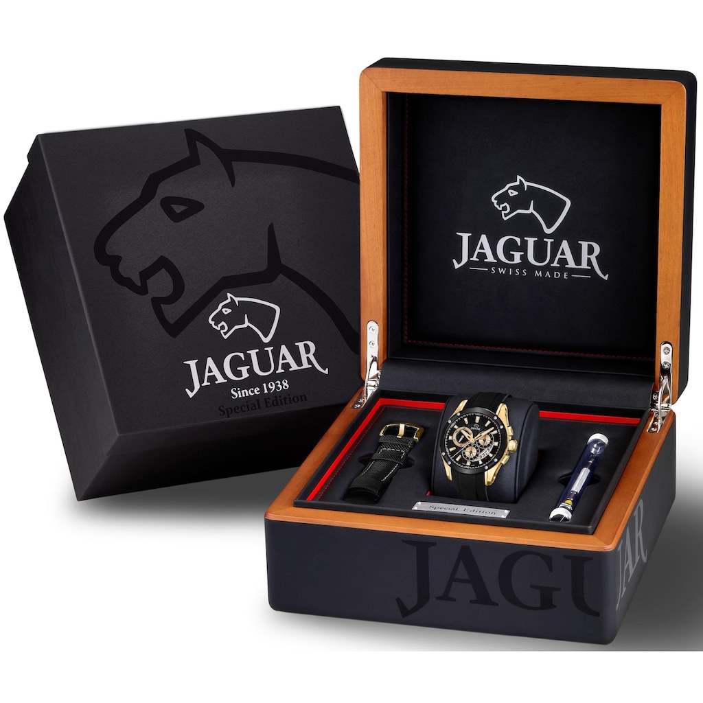 Jaguar Quarzuhr »Special Edition, J691/2«, (Set, 3 tlg., mit zusätzlichem Wechselband und Werkzeug), Armbanduhr, Herrenuhr, Saphirglas, Swiss Made, ideal auch als Geschenk