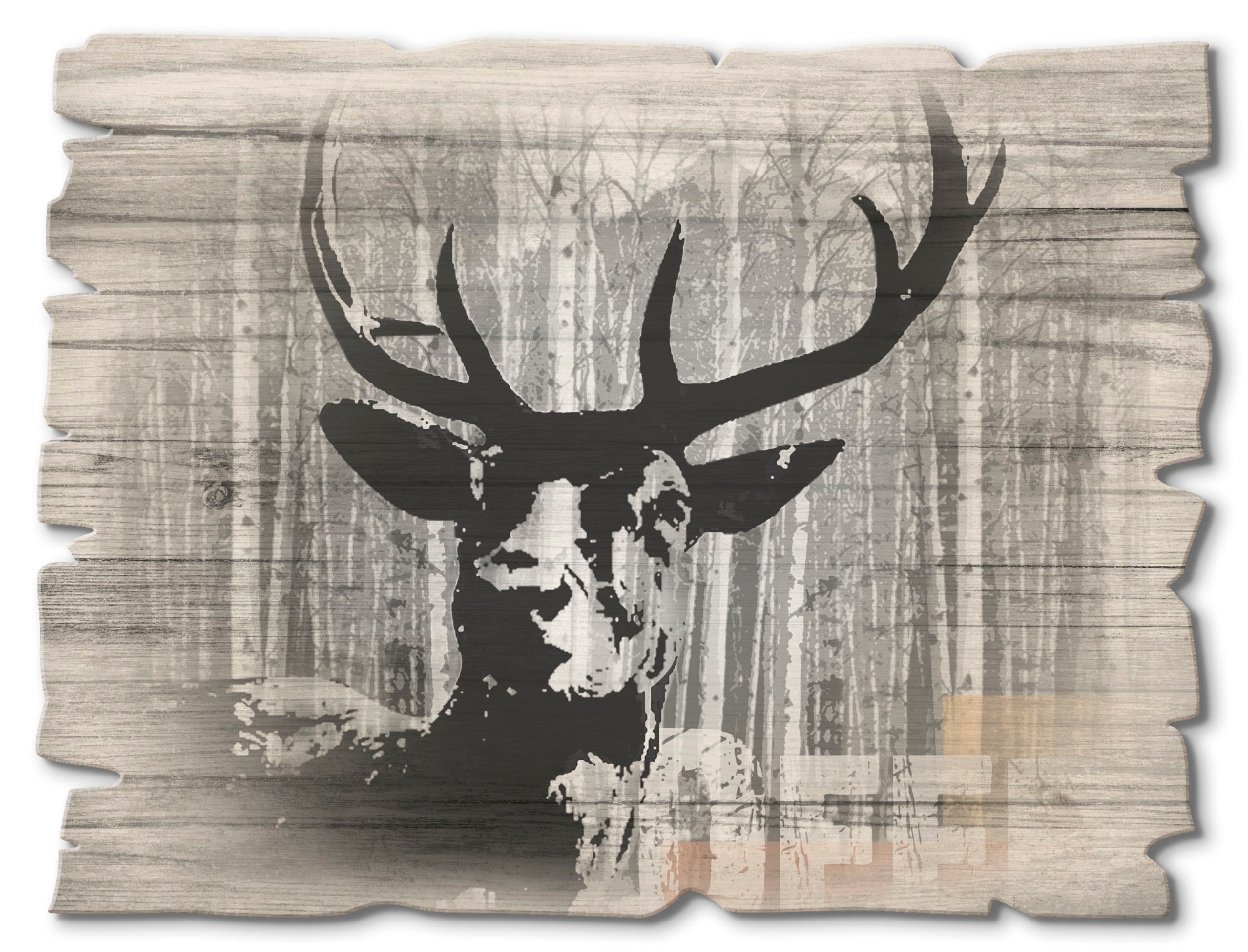 Artland Holzbild »Hirsch Collage«, Wildtiere, (1 St.)