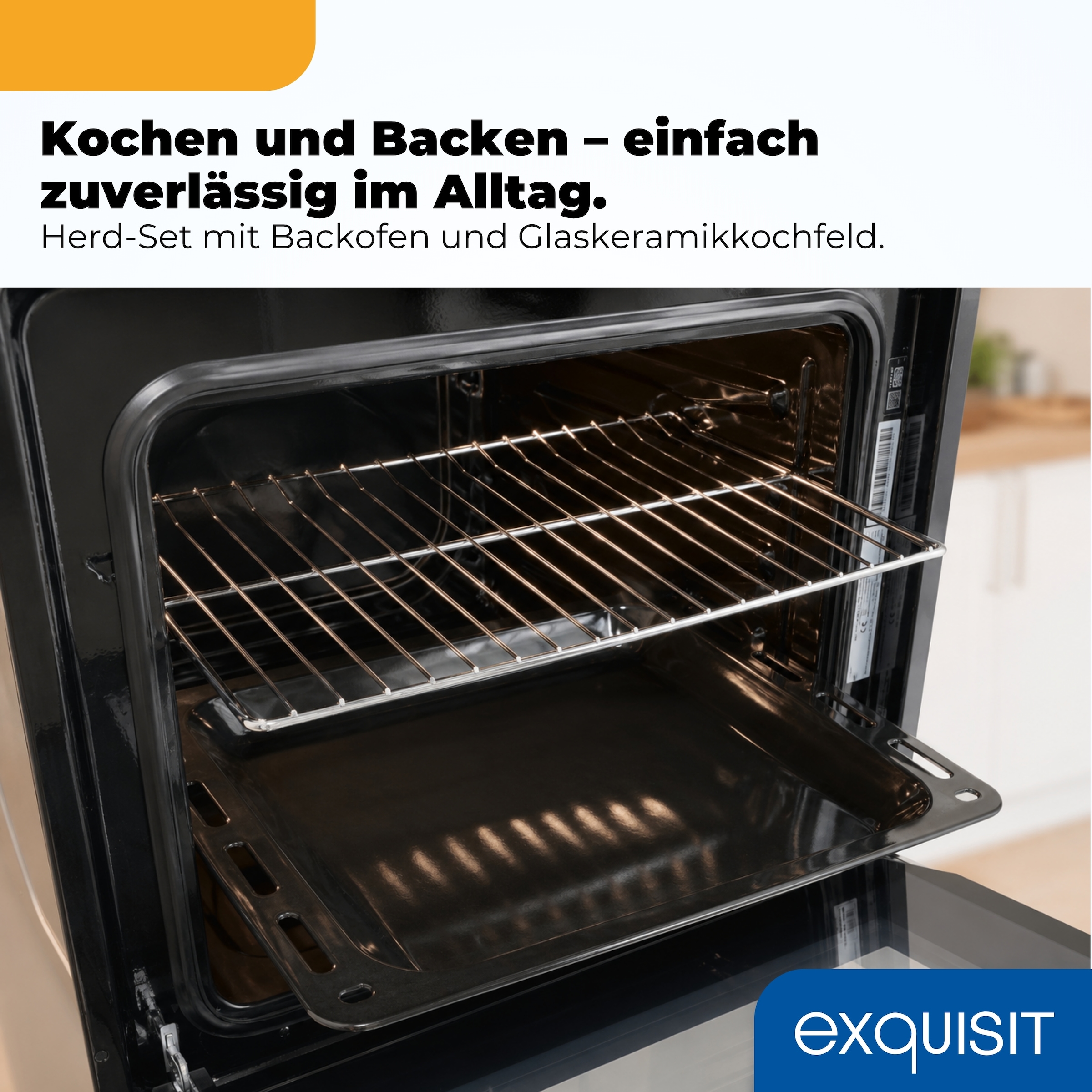 exquisit Backofen-Set »EHE 146-120 (BO)« Backofen | Glaskeramikkochfeld, 2 Stk. tlg. Ober&Unterhitze mit 4-Zonen-Glaskeramikkochfeld – einfach & sicher!