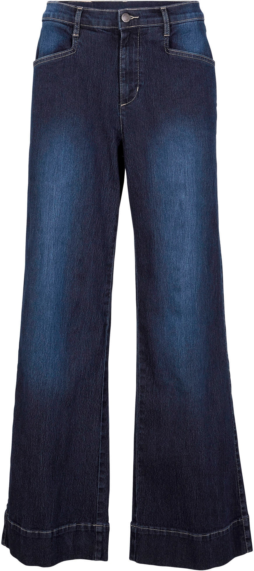 bonprix Weite Jeans »Wide Leg Jeans Mid Waist, Stretch« Loose Fit Passform, mit Five-Pocket Style, leicht ausgestelltes Bein