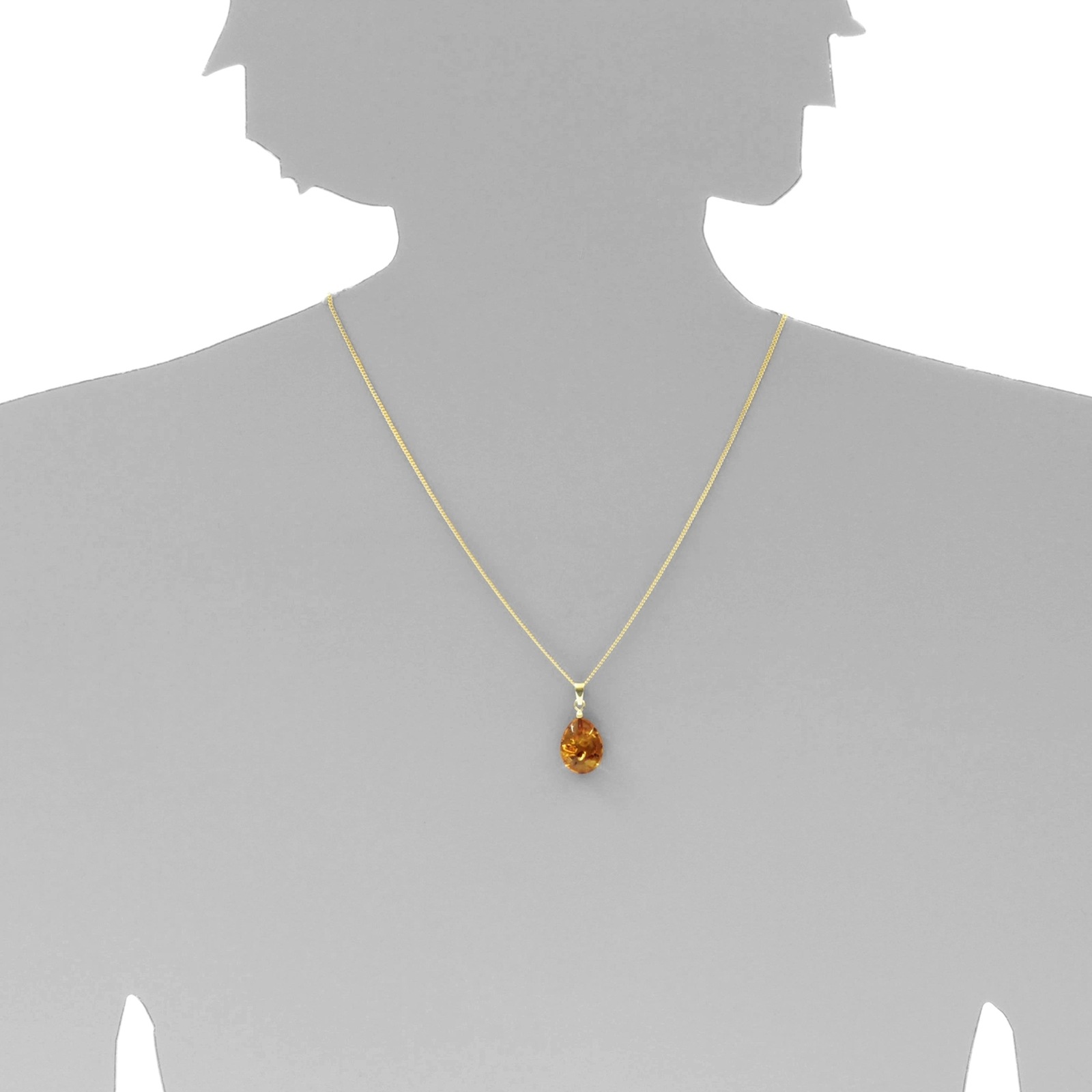 OSTSEE-SCHMUCK Kettenanhänger »- Tropfen flach, ca. 17 mm lang - Gold 585/000 - Bernstein -,«