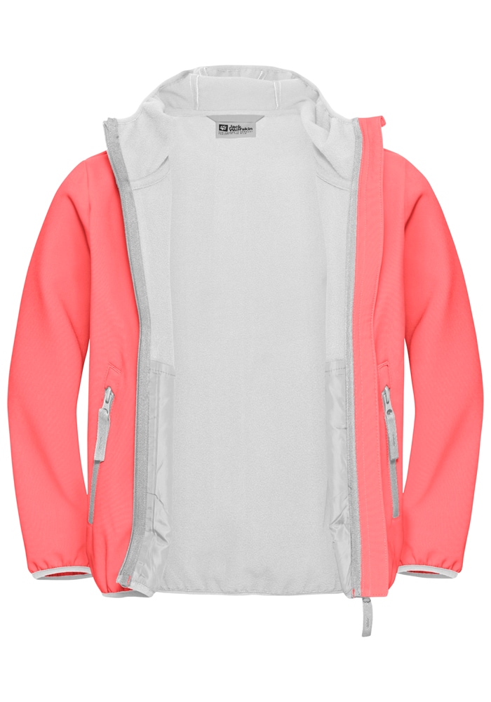 Jack Wolfskin Softshelljacke »FOURWINDS JACKET KIDS« mit Kapuze Winddicht, wasserabweisend, atmungsaktiv, Übergangsjacke für Kinder