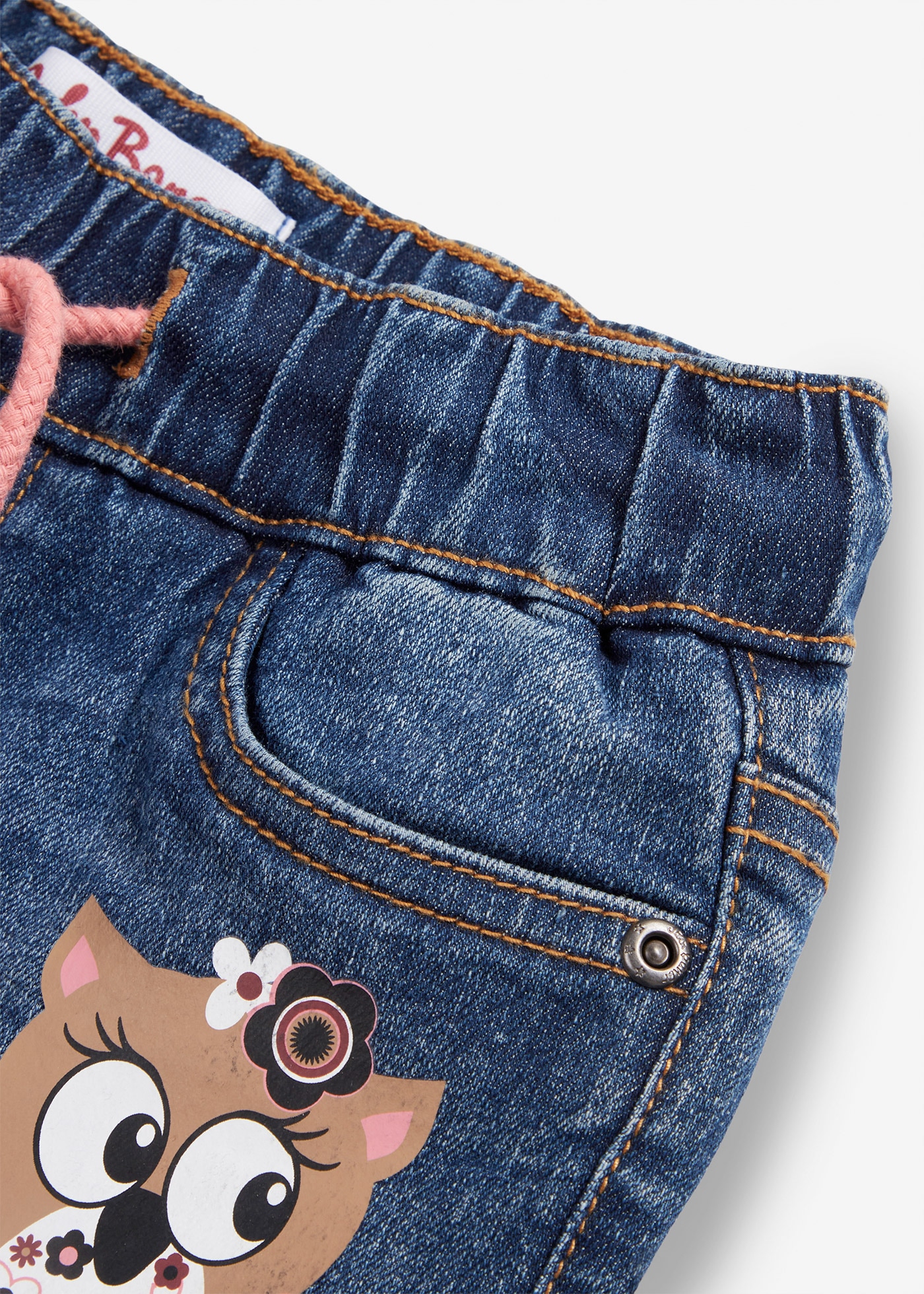 bonprix Thermojeans Regular Fit, Schlupfjeans mit Gummizug und Kordel, Baumwollfutter