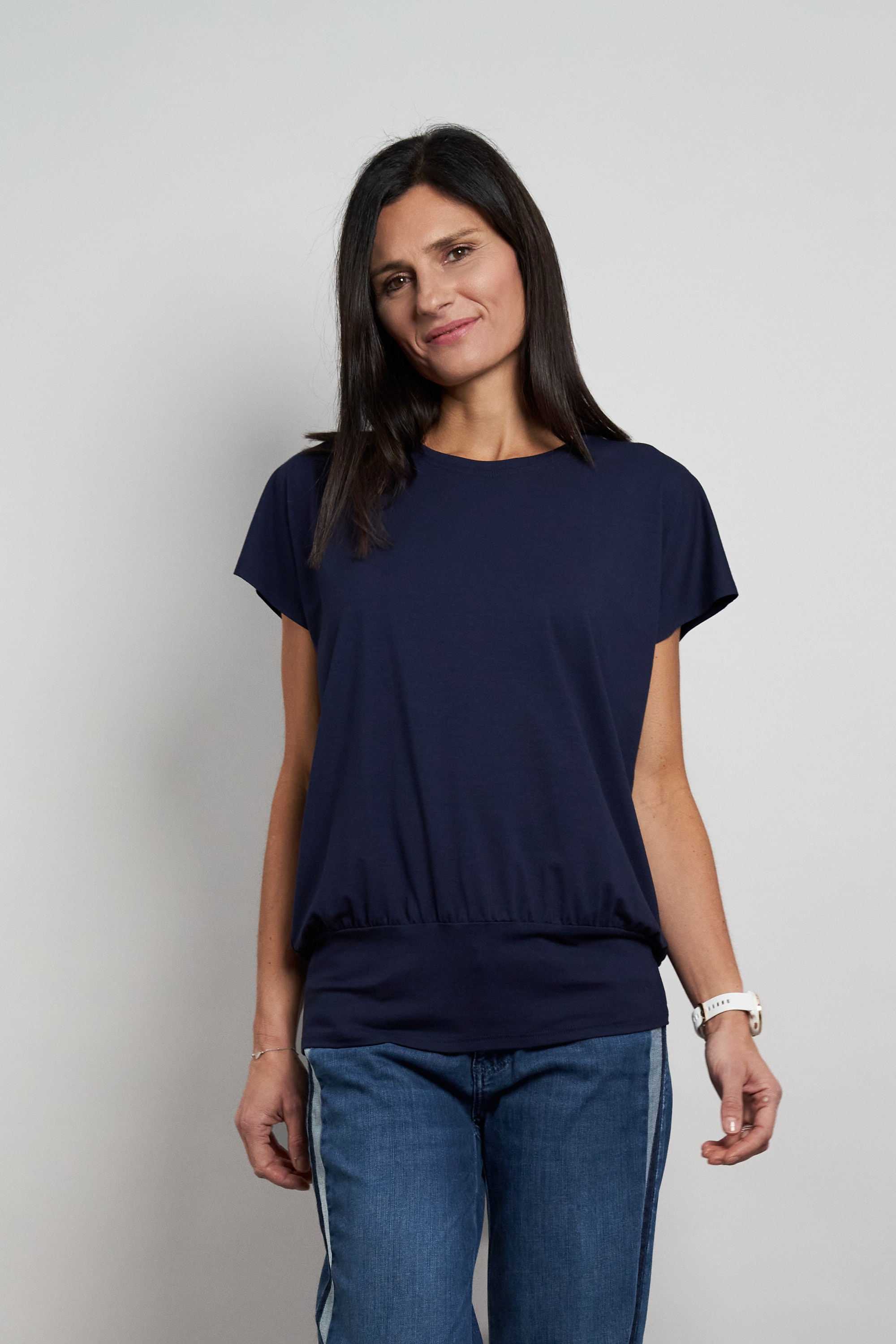 Seidel Moden Rundhalsshirt mit breiten Gummiband an der Taille - MADE IN GERMANY