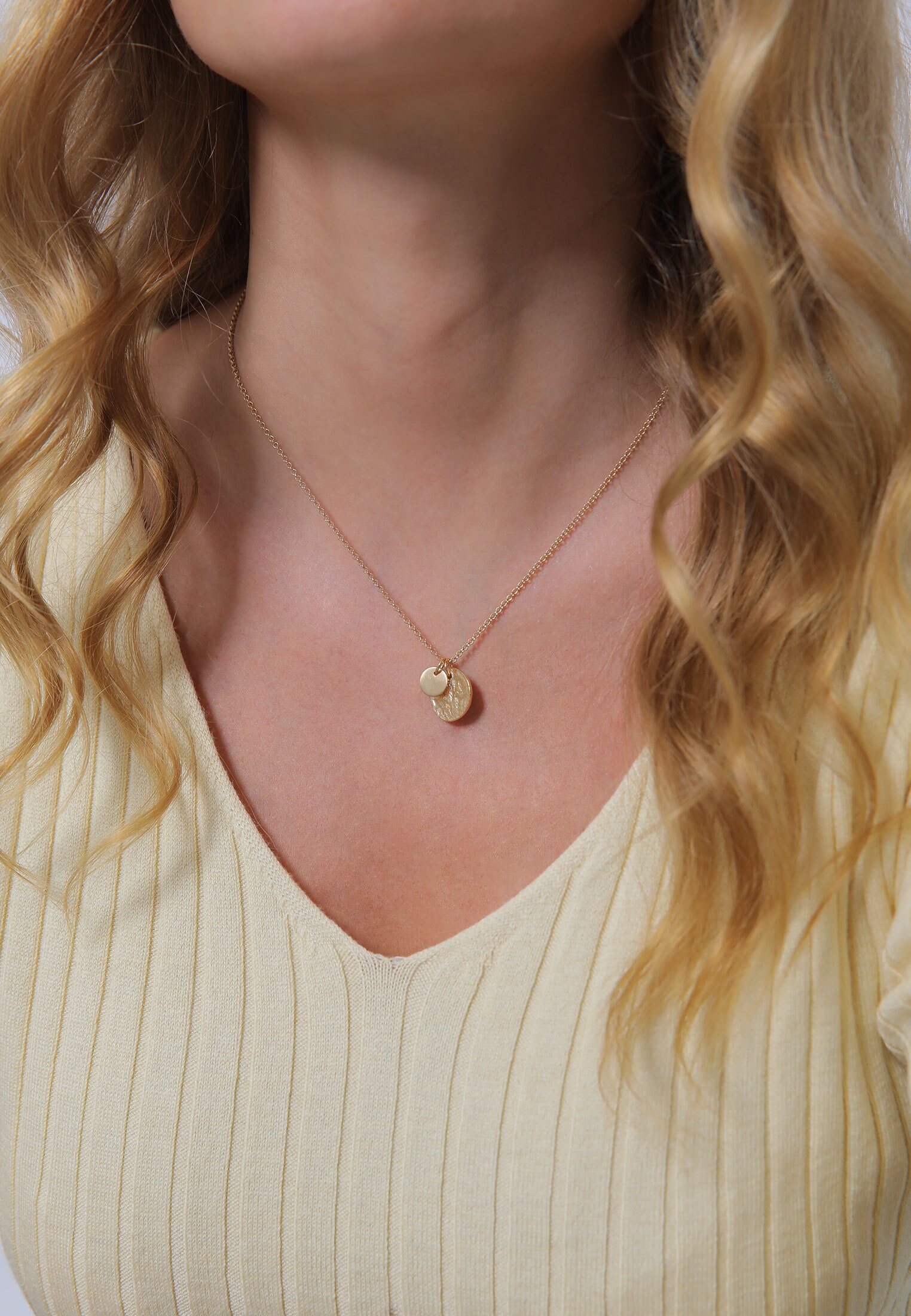 Elli Kette mit Anhänger »Halskette Plättchen Münzen Organic Look 925 Silber«