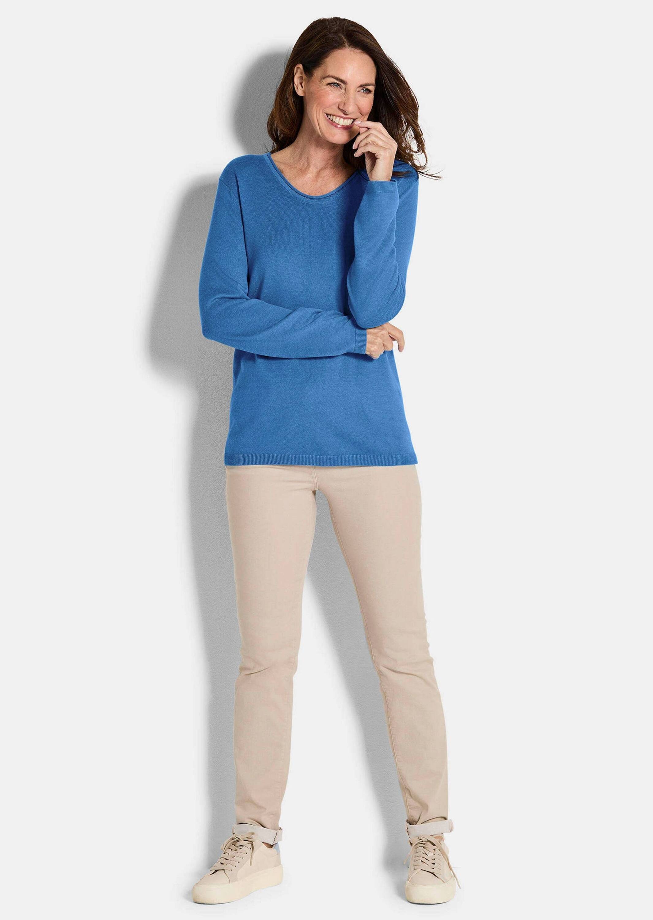 GOLDNER Rundhalspullover »Kurzgröße Edler Feinstrickpullover, V-Ausschnitt« Rund-V-Ausschnitt