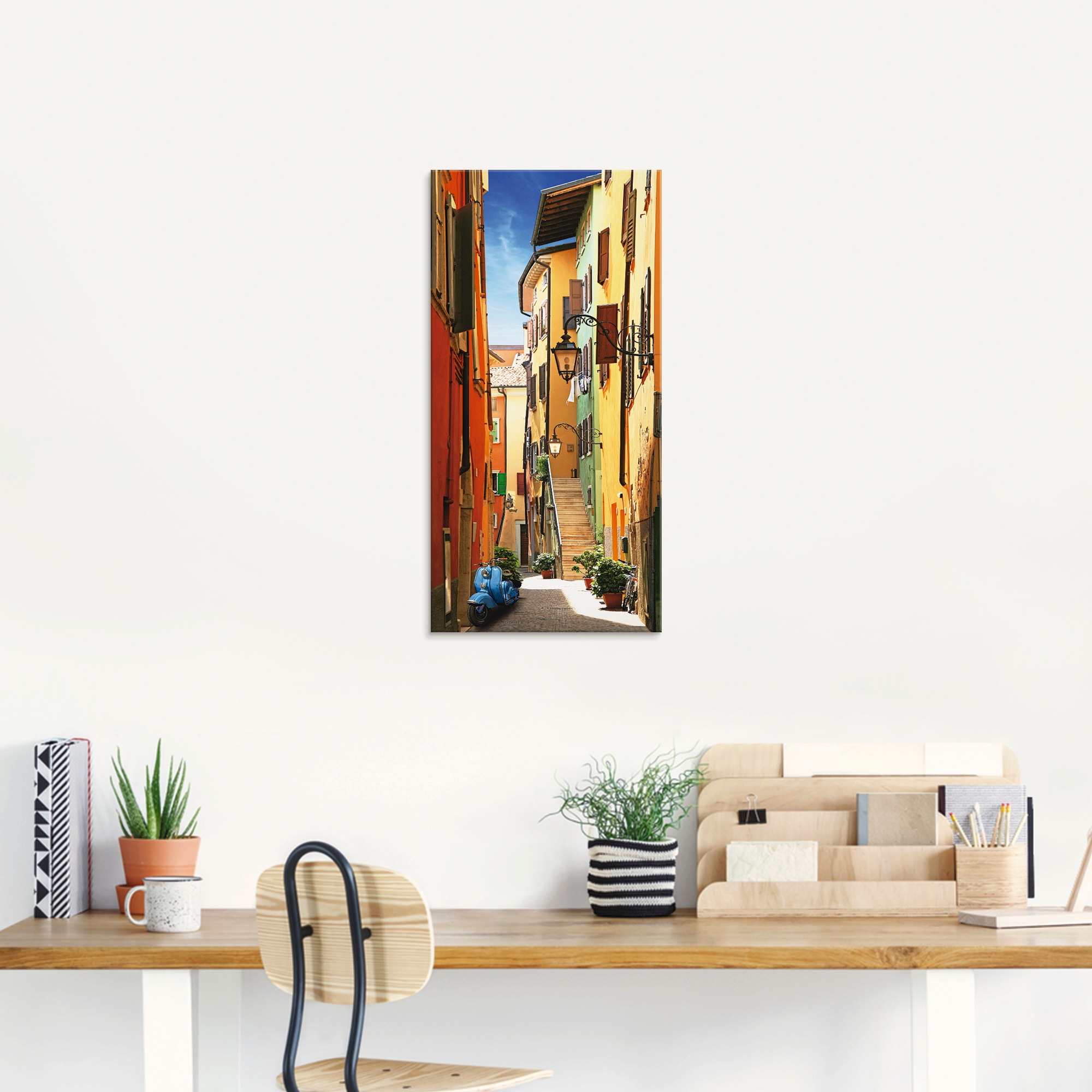 Artland Glasbild »Altstadtgasse Riva del Garda«, Architektonische Elemente, (1 St.), in verschiedenen Größen
