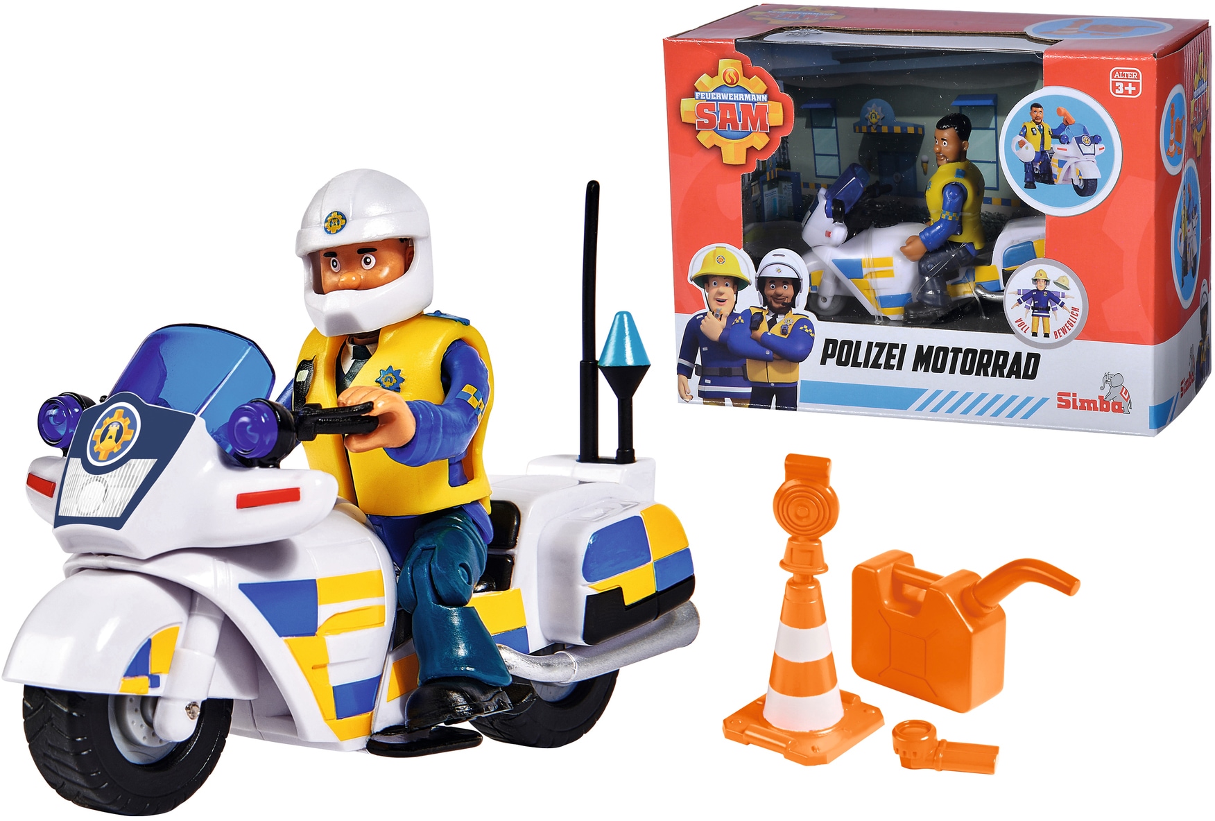 Spielzeug-Motorrad »Feuerwehrmann Sam, Polizei Motorrad mit Figur«