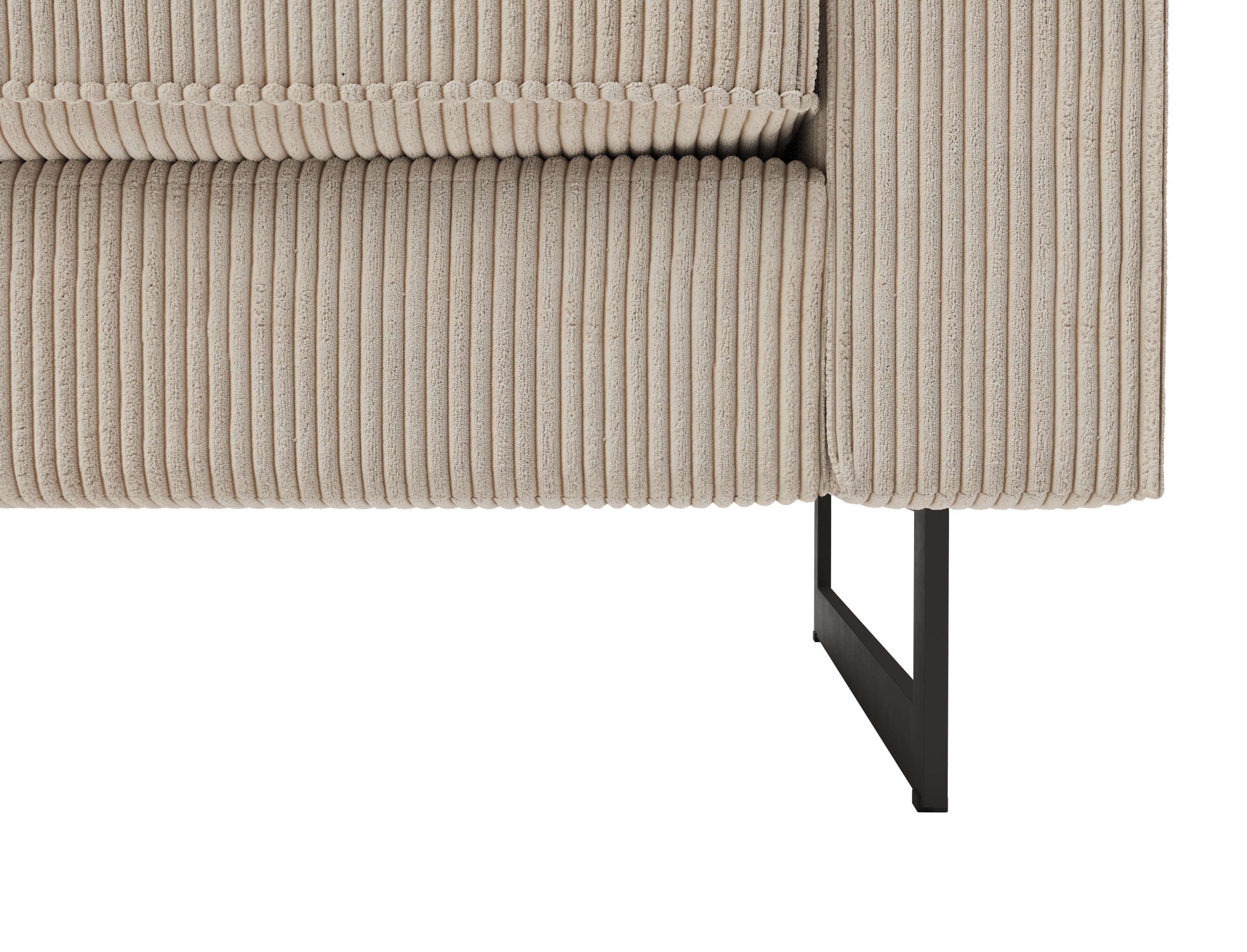 Places of Style Ecksofa »Pinto, XXL, 250/290 cm, langer Schenkel, Ottomane«, Cord, Chenille, Lederoptik, mit Keder, Metallfüße, Wellenunterfederung