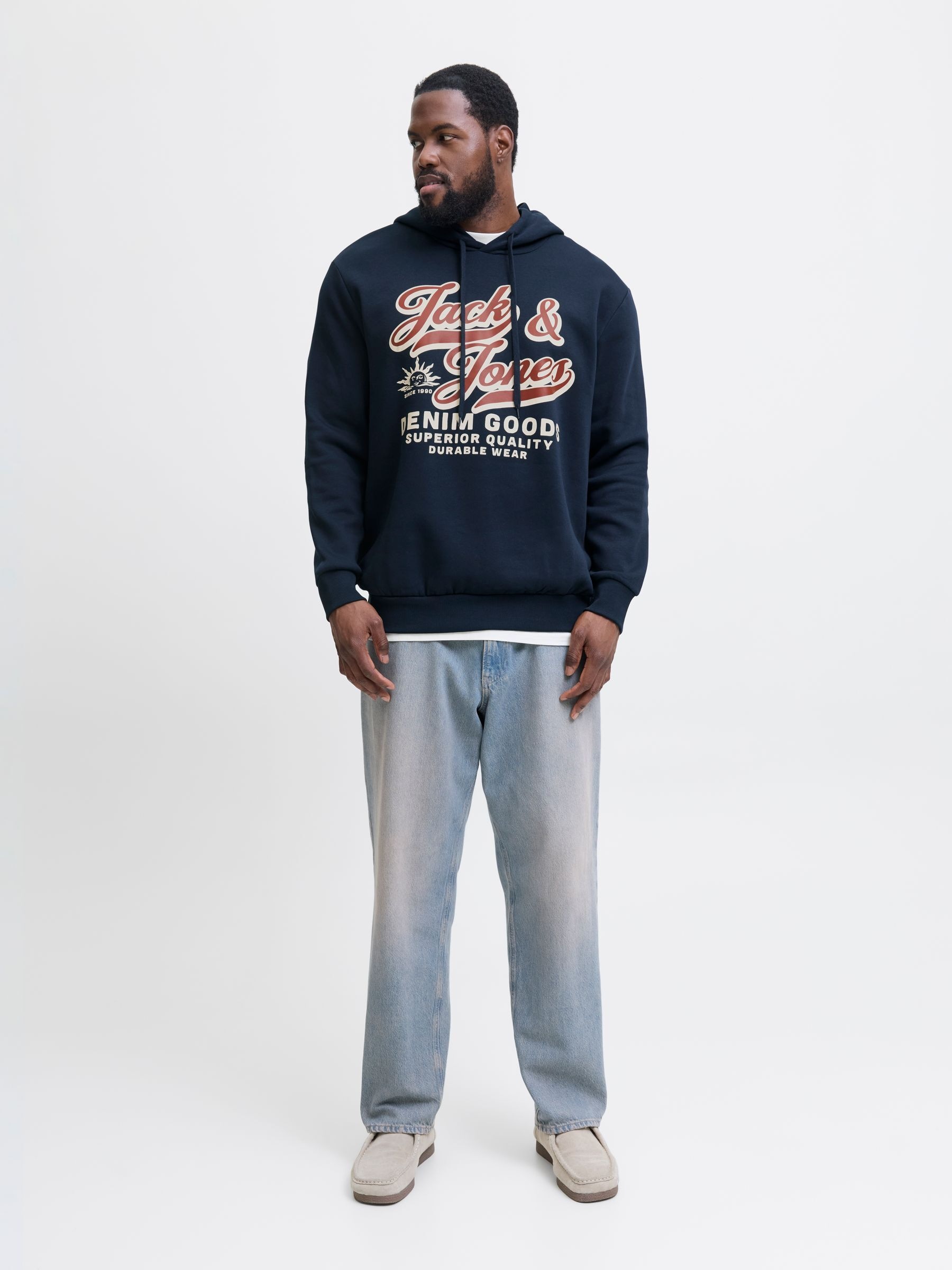 Jack & Jones PlusSize Hoodie »JJELOGO SWEAT HOOD 2 COL 24/25 NOOS PLS«, mit Logo Frontprint
