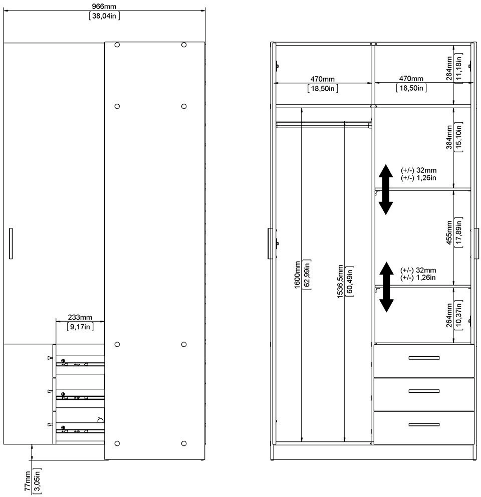 INOSIGN Kleiderschrank »Sprint Drehtürenschrank, Aufbewahrung Kasten Schrank Stauraum« Breite 98,5/147 oder 195,5 cm, je mit Einlegeböden und Kleiderstange