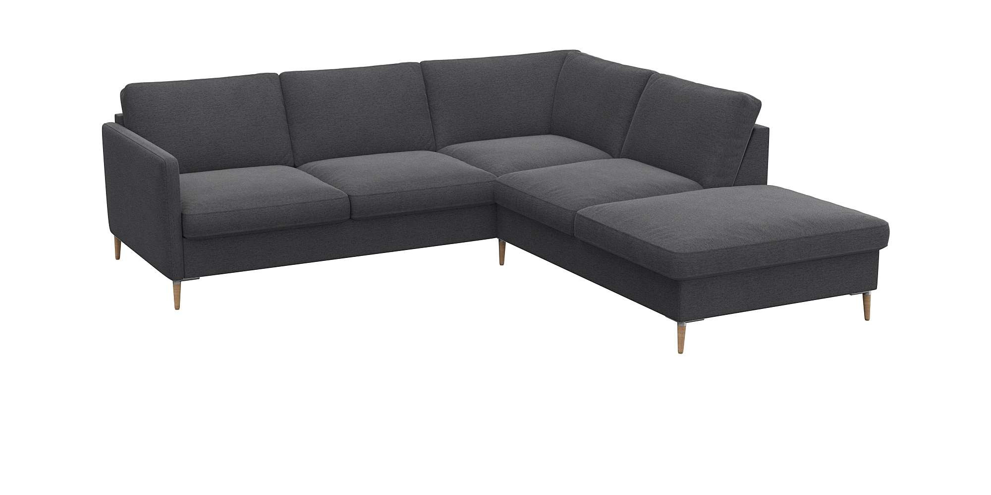 FLEXLUX Ecksofa »Fiore, L-Form, super bequem durch Kaltschaum im Sitz« schmale Armlehnen, Füße Alu/Eiche, B/T 234/225 cm