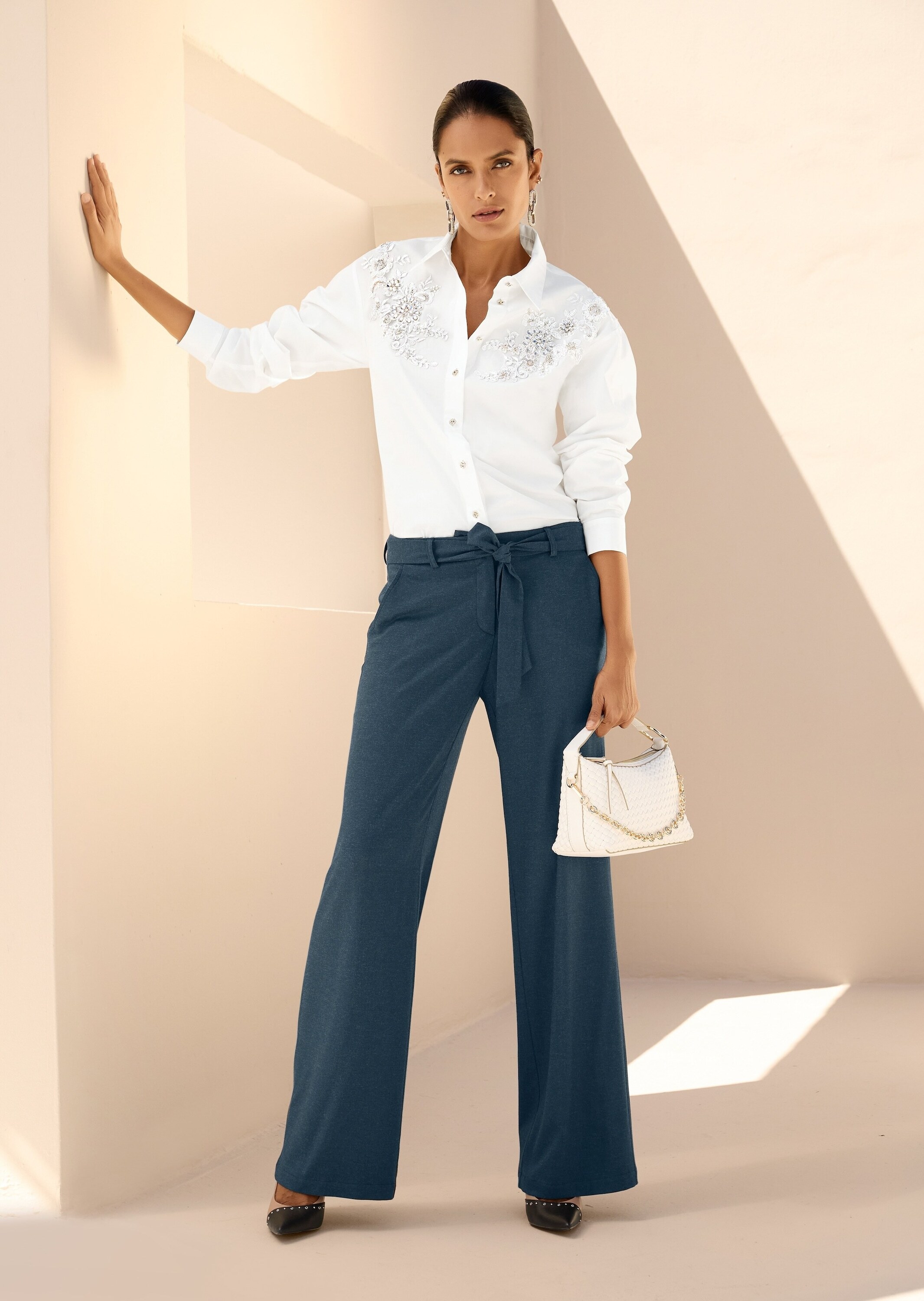 MADELEINE Stoffhose »Hose Weite Palazzohose mit Bindeband«  Hose mit Bindeband