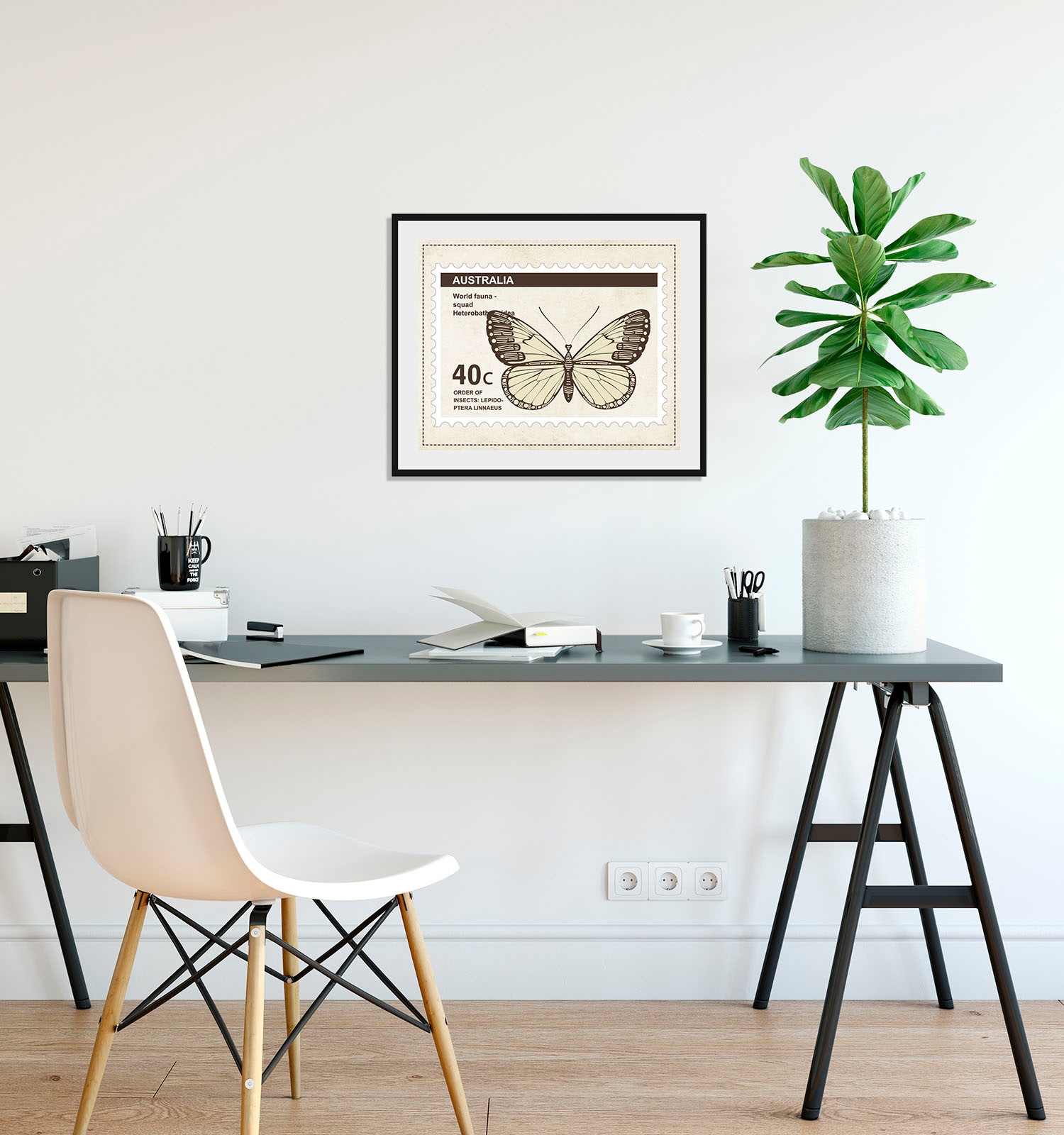 queence Bild »40c«, Schmetterlinge-Kunst-Insekten, (1 St.), HD Premium Poster-Druck inkl. Holzrahmen