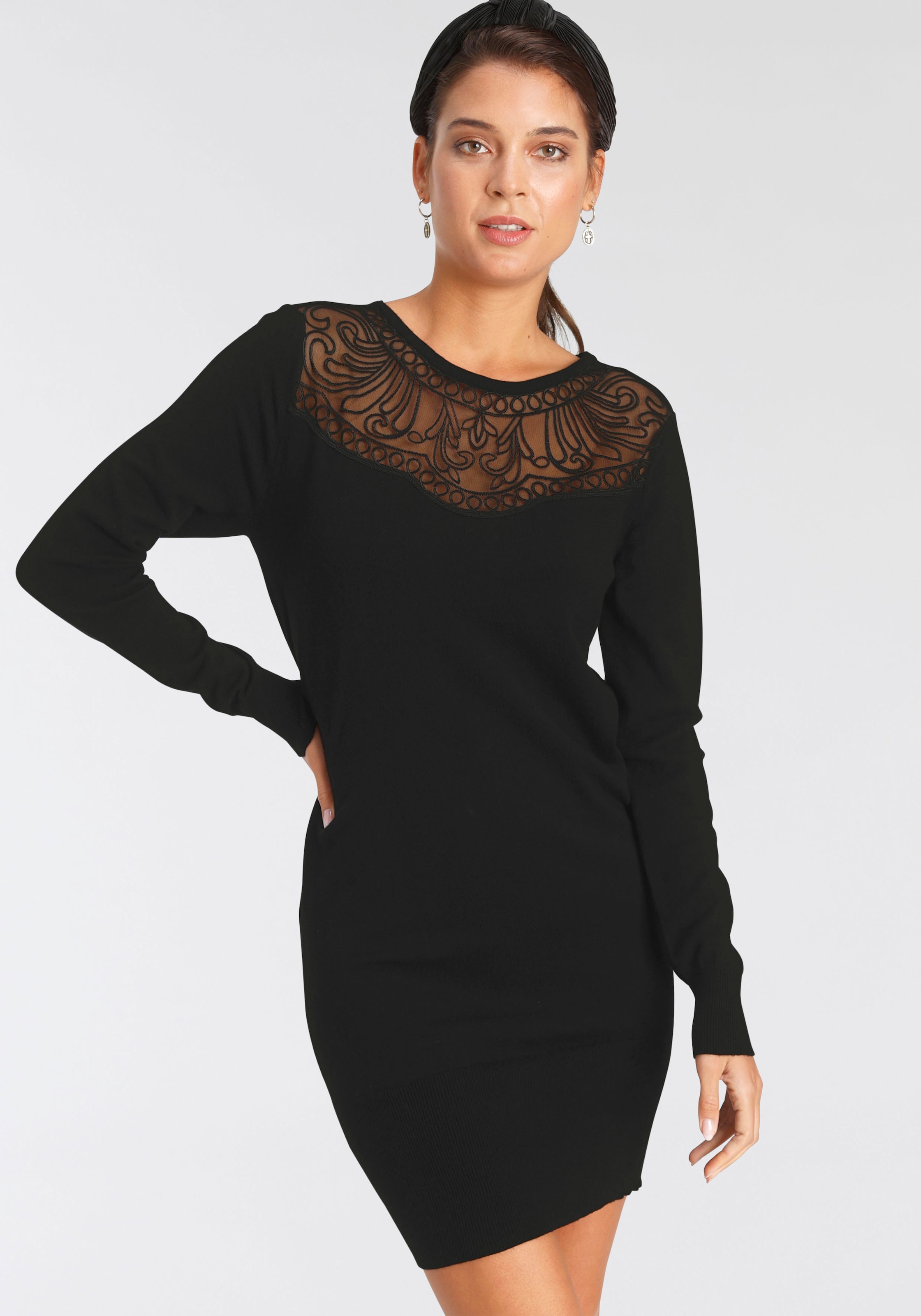 Melrose Strickkleid, mit Spitzen-Applikation
