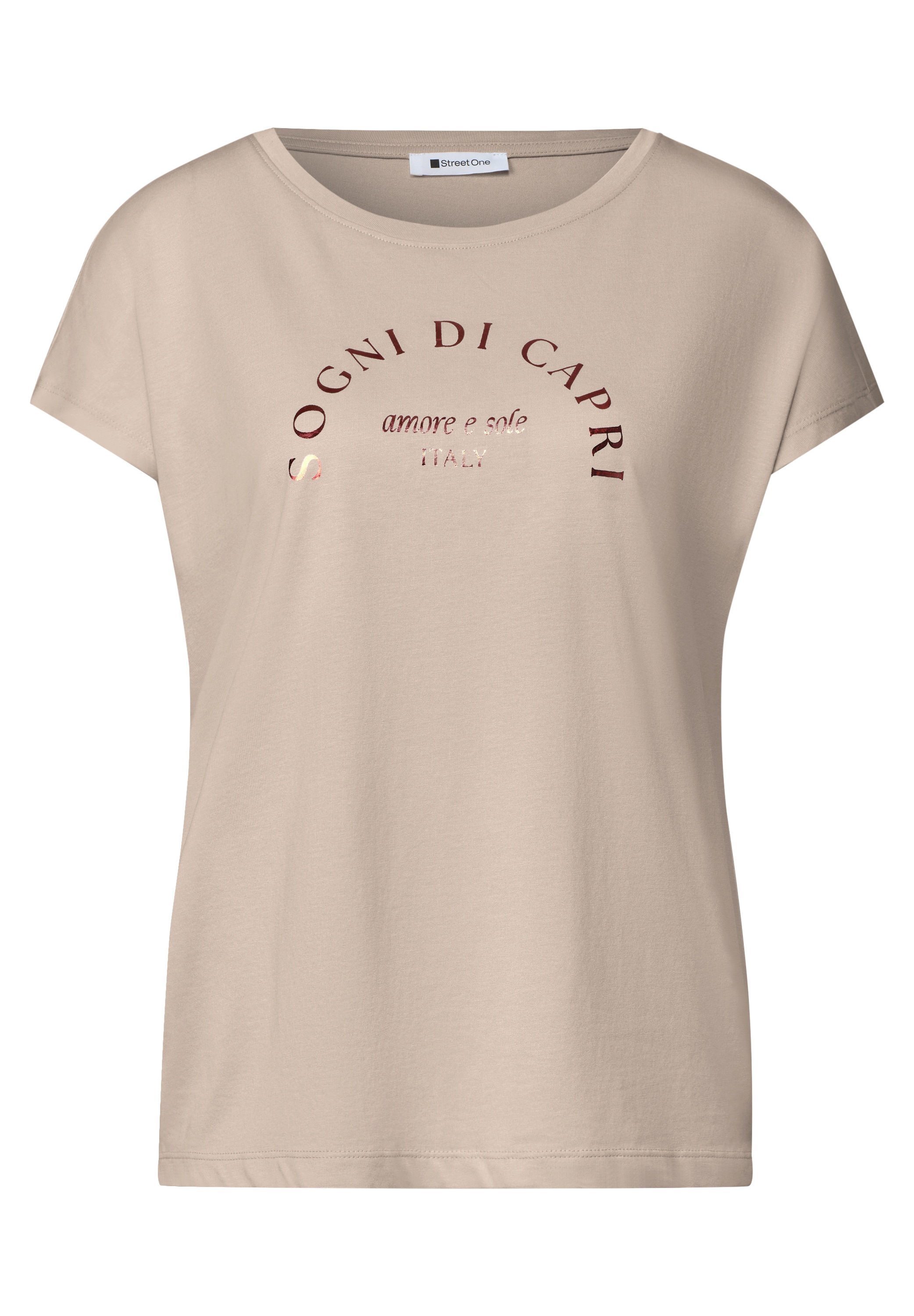 STREET ONE Shirttop Sommershirt mit Wording Artwork