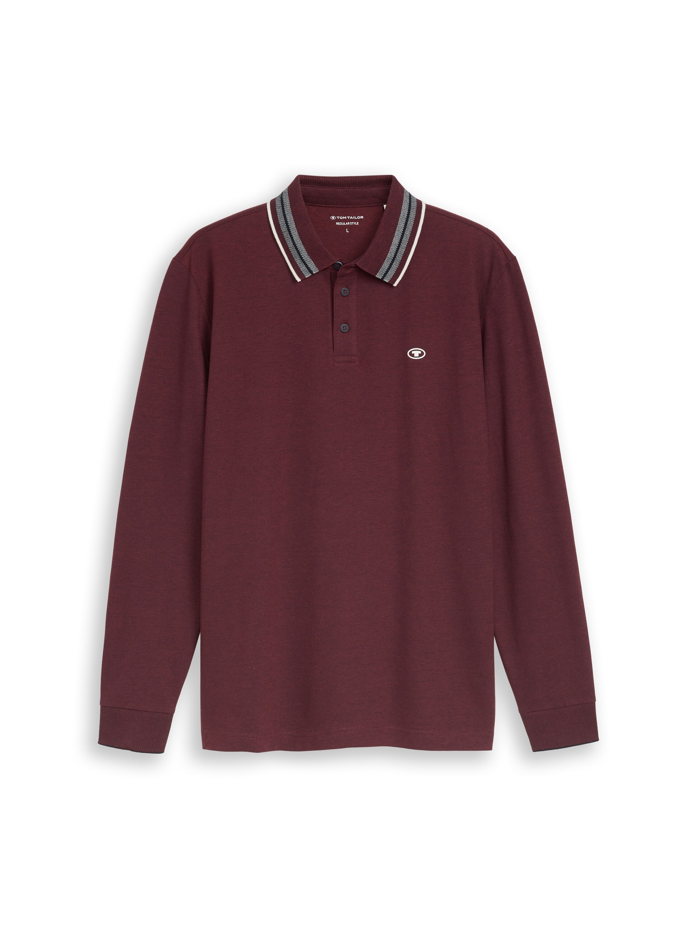 TOM TAILOR Langarm-Poloshirt mit Logostickerei / Stretch