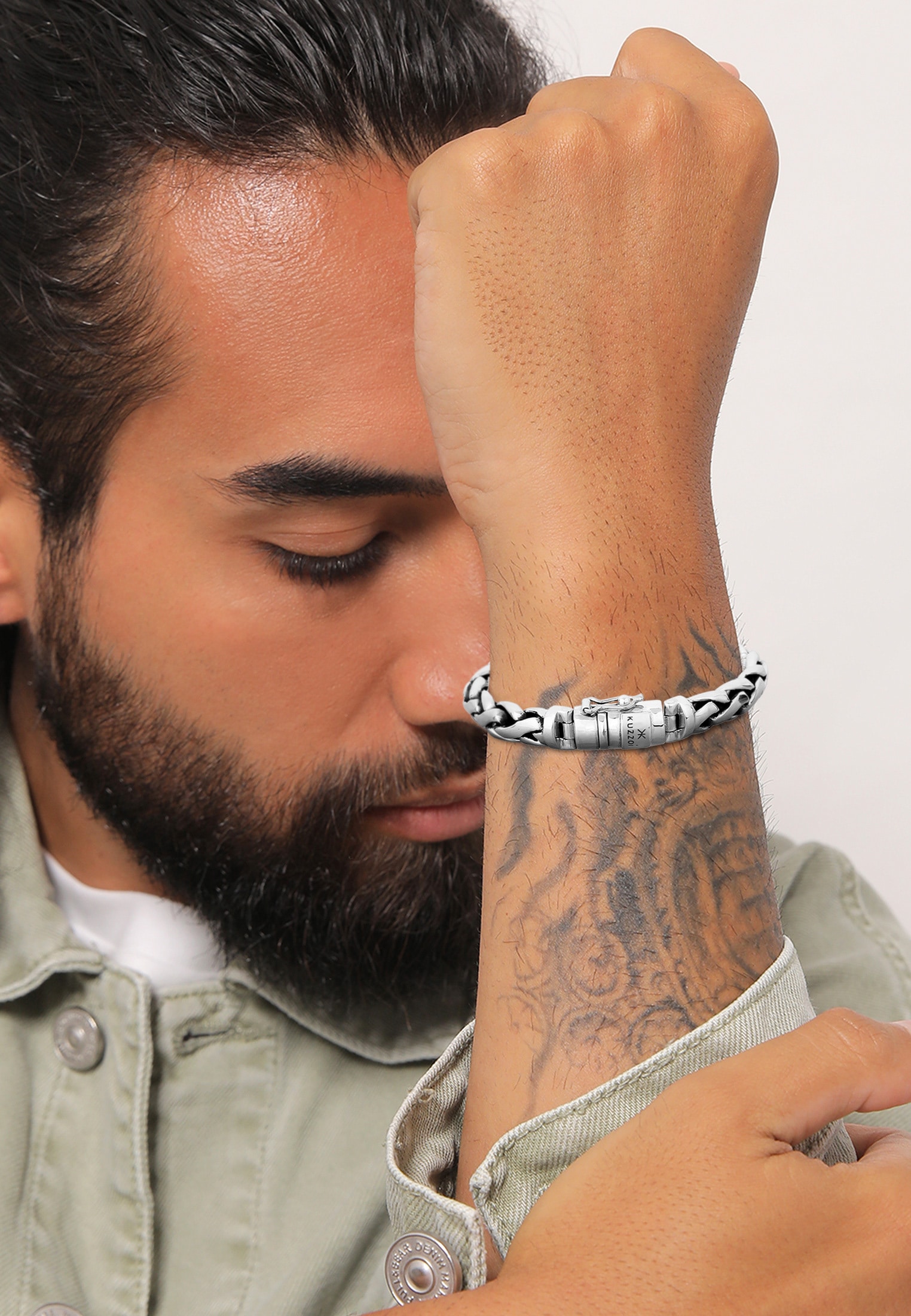 Kuzzoi Armkette »Armband Herren Gliederarmband Robust Rund 925 Silber«