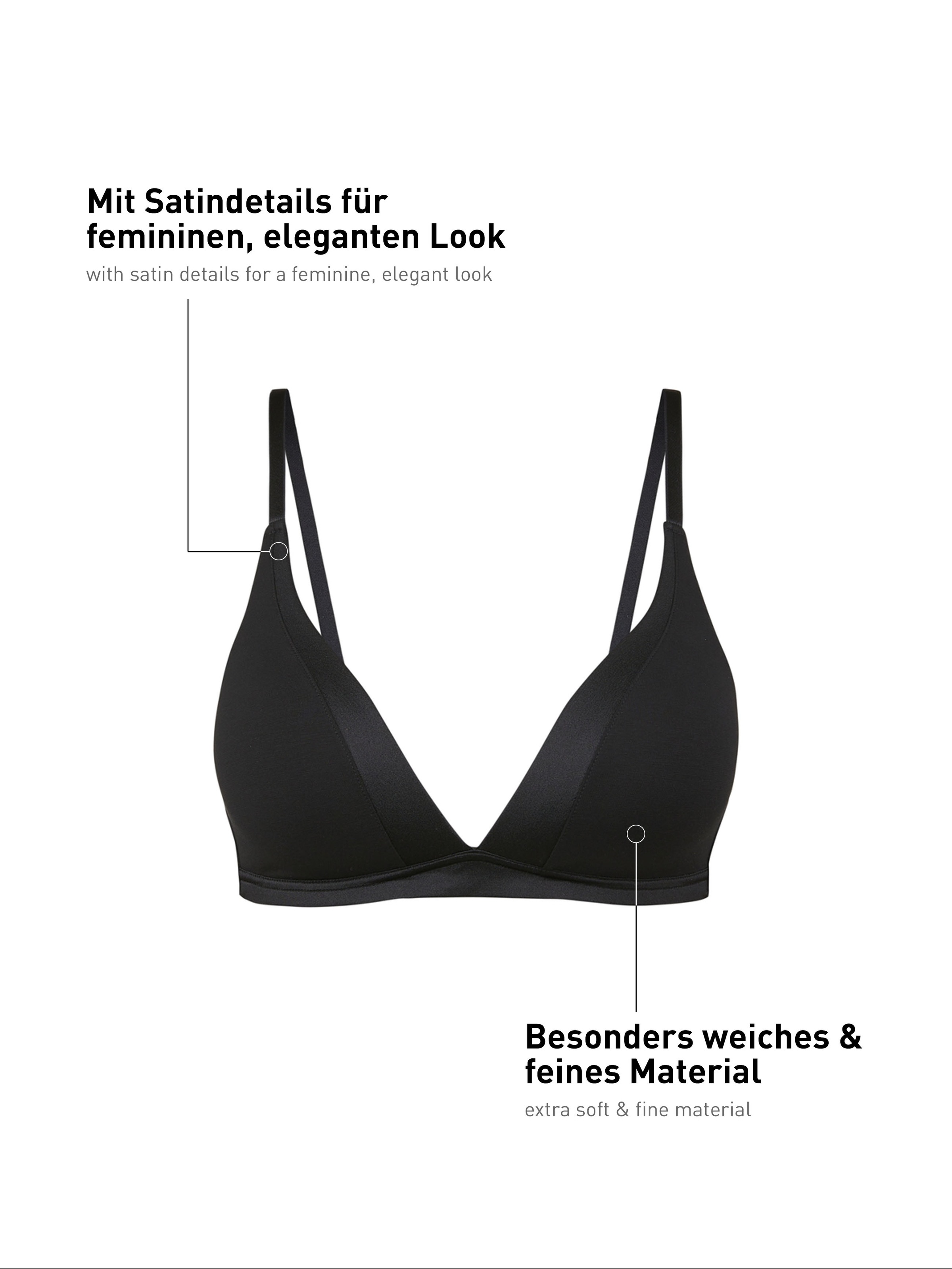 CALIDA Triangel-BH »Cate«, Satinblende, ohne Bügel, Single-Jersey Qualität, elastisch, weich