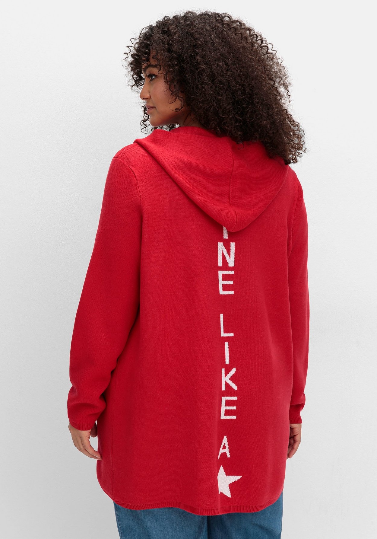 Sheego Strickjacke »Strickjacke mit Kapuze und Jacquard-Details«
