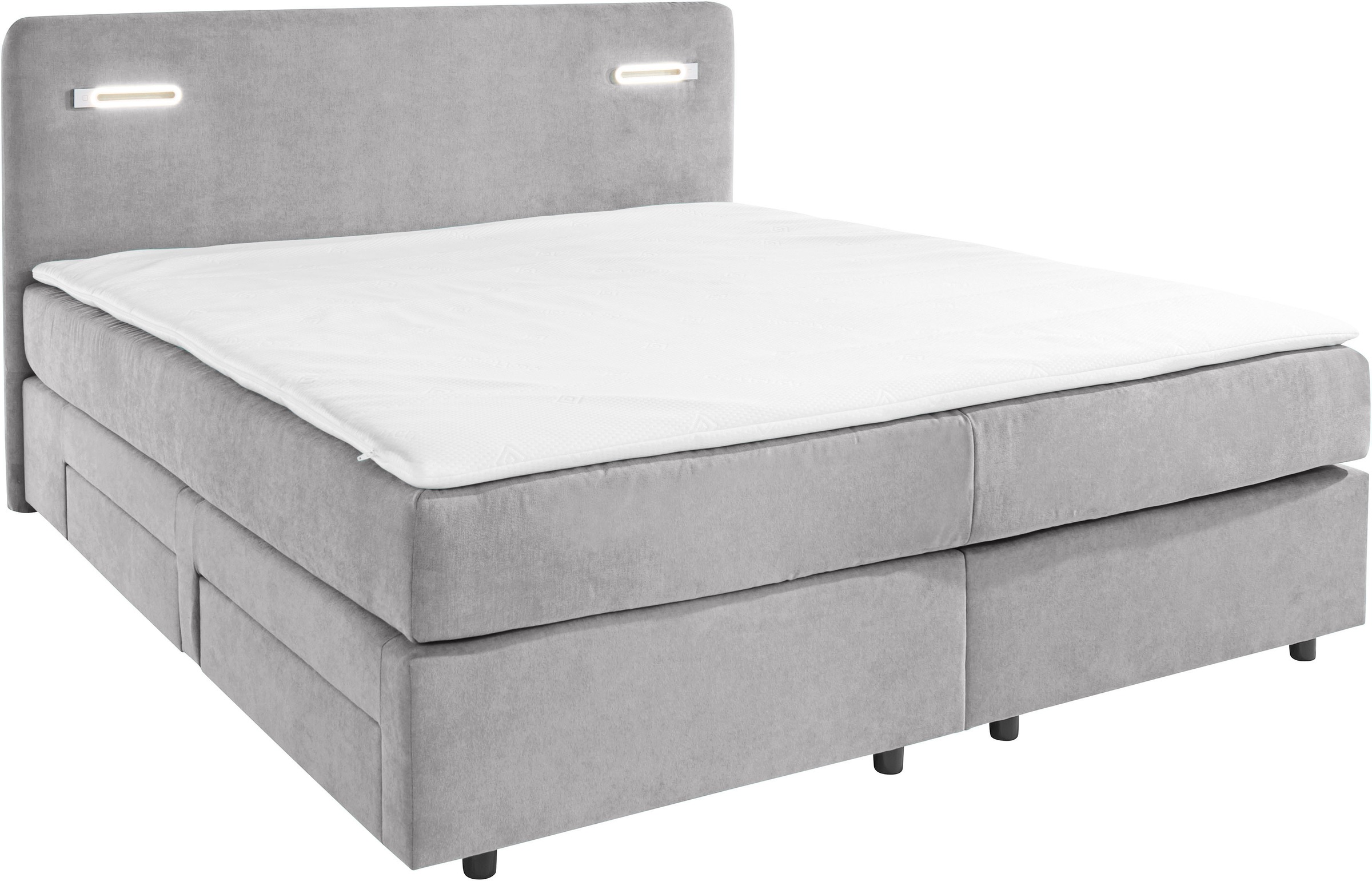 INOSIGN Boxbett »Luan«, Schubkästen, LED-Beleuchtung und Topper, in Breite 120 cm und 180 cm