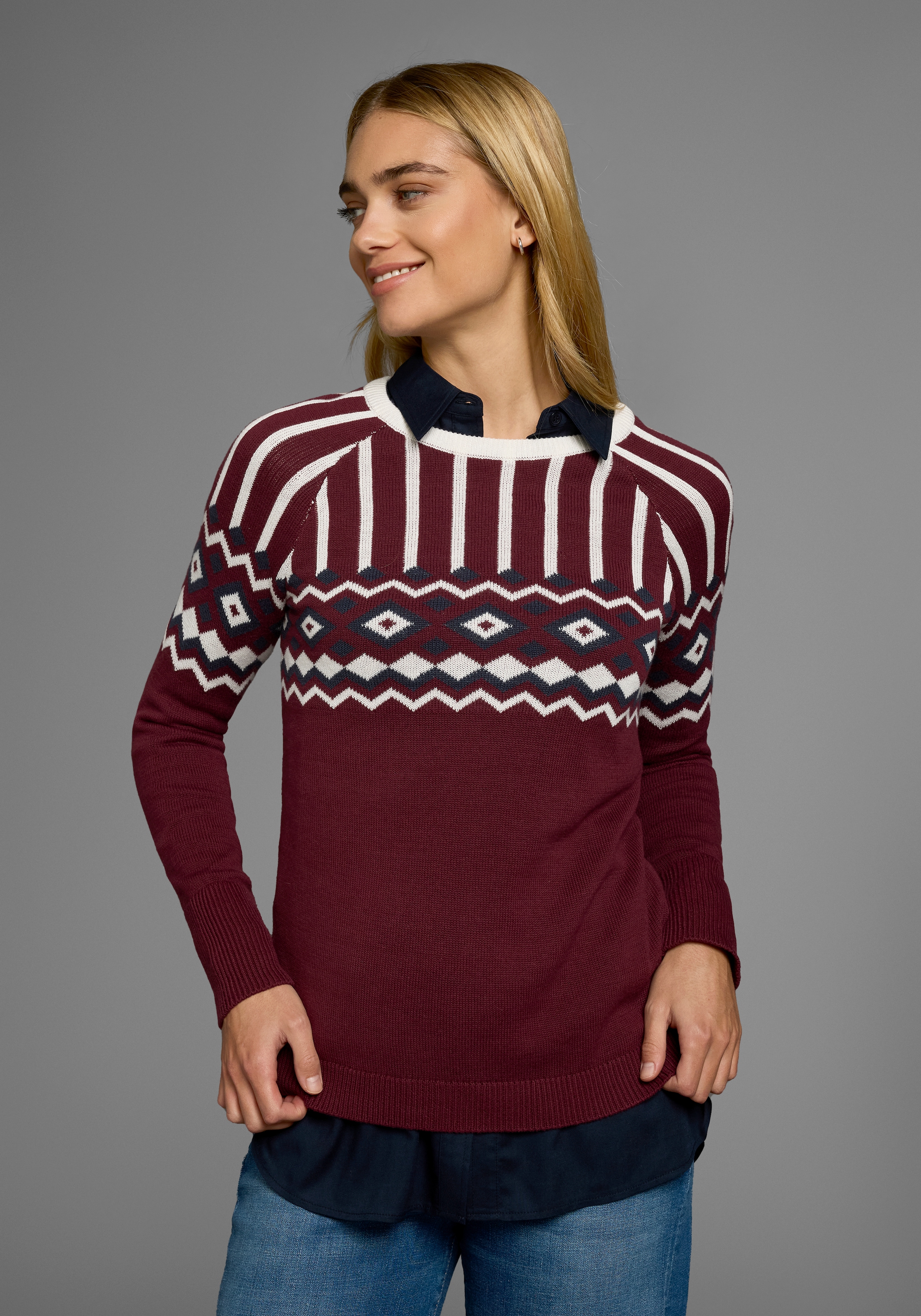 AJC Jacquardpullover, mit Norwegermuster in verschiedenen Farbvarianten