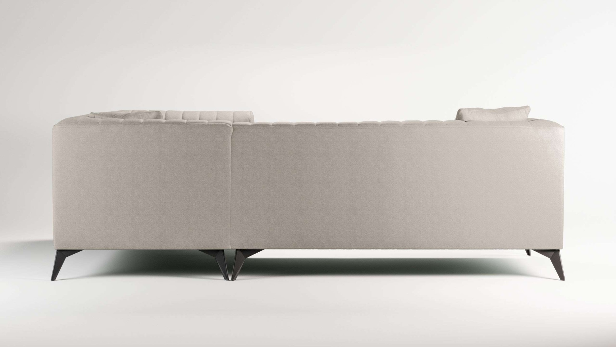 Places of Style Ecksofa »MATTHEW L-Form ideal für kleine Räume, Maße B/T/H: 240/167/74 cm«, elegantes Designsofa, Steppung im Rücken, incl. Zierkissen