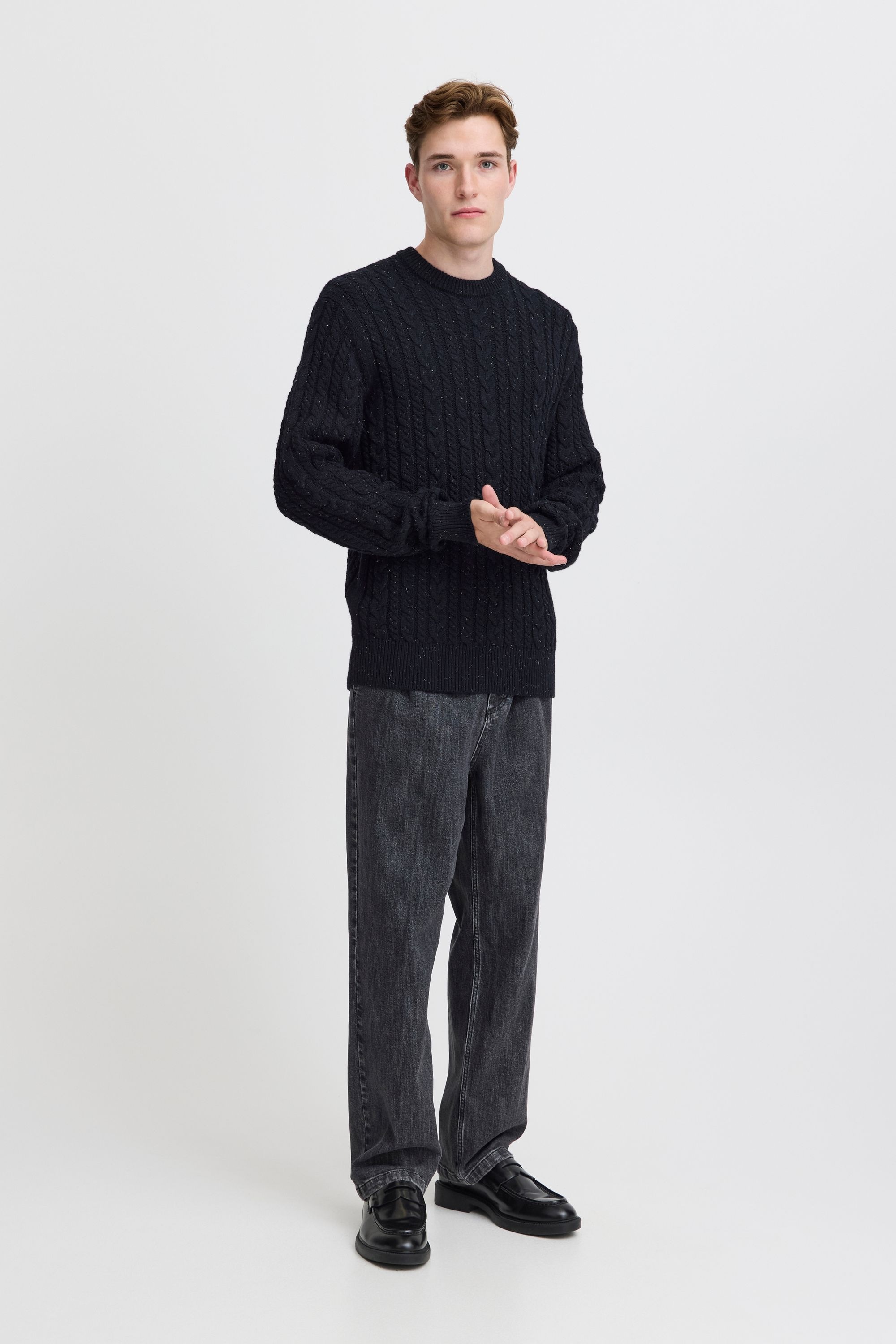 Casual Friday Strickfleece-Pullover »Strickpullover CFKARL cable crew neck knit with neps«