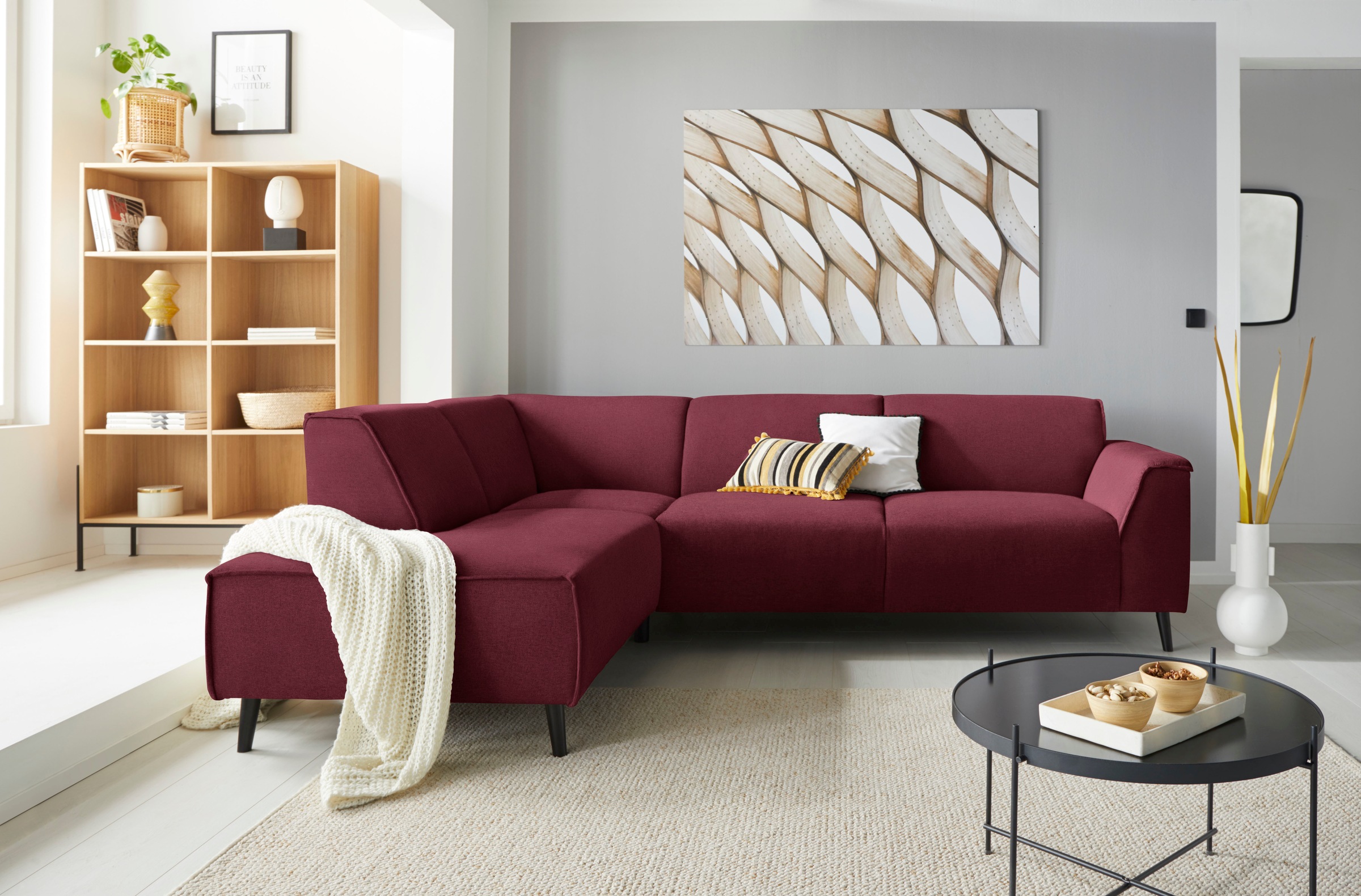 DOMO collection Ecksofa »Amora, bequem und zeitlos, L-Form« mit Federkern für mehr Sitzkomfort