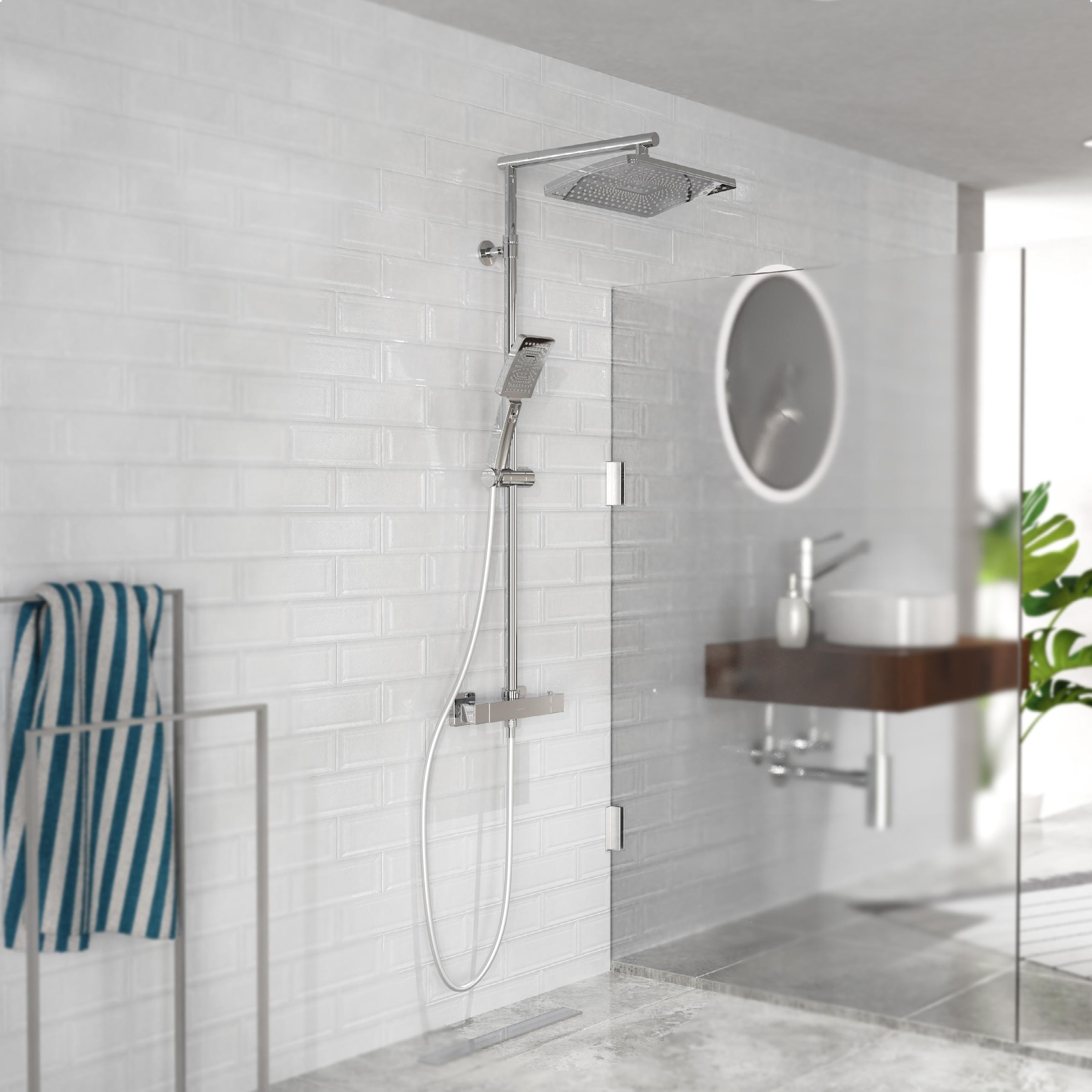 Schütte Duschbrause »TRENTO« Set,  mit Thermostatarmatur, 3-fach verstellbar, Antikalk-Noppen