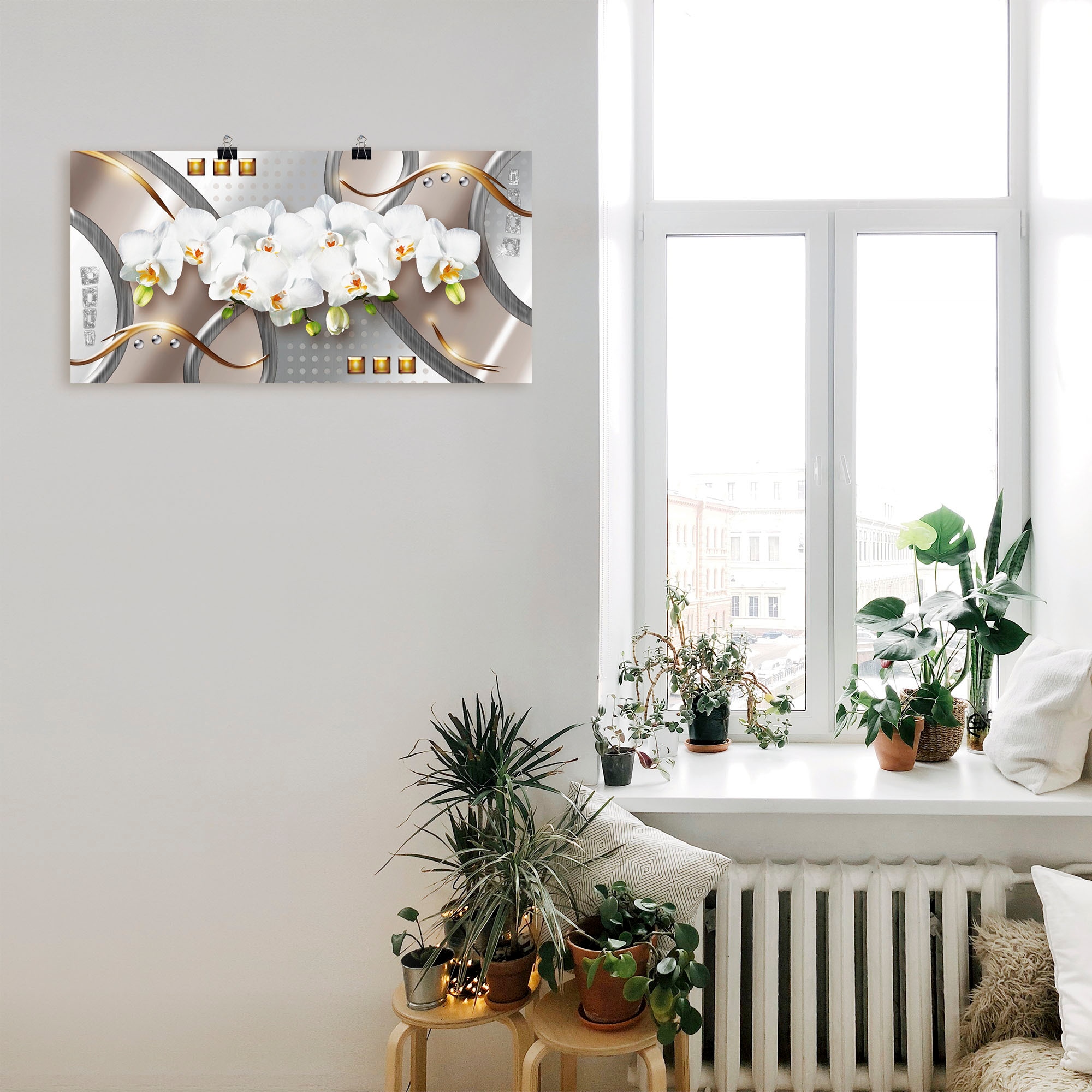 Artland Wandbild »Orchideen mit Elementen«, Blumen, (1 St.), als Leinwandbild, Poster in verschied. Größen