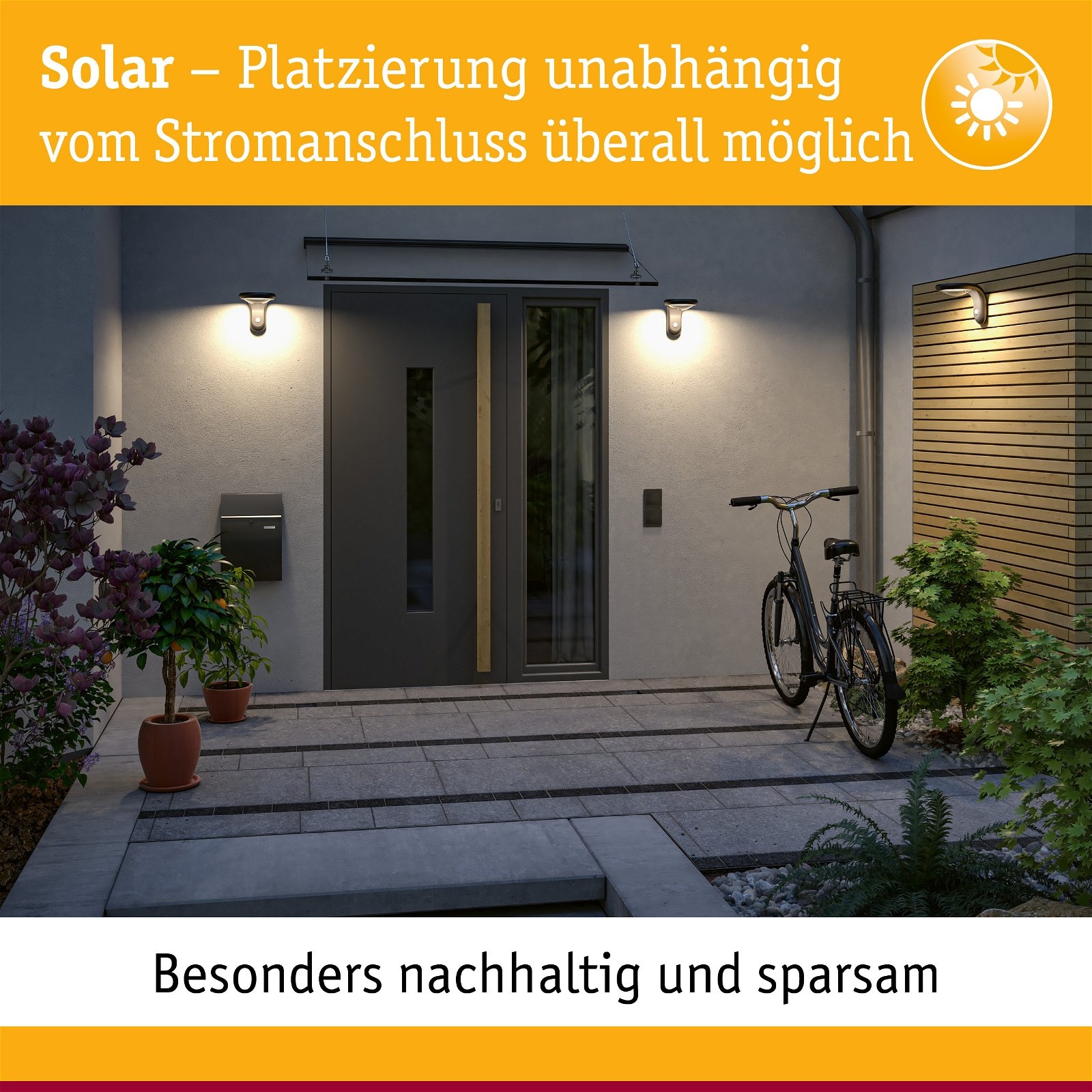 Paulmann LED Außen-Wandleuchte »Solar Marisol IP44 3000K 350lm Schwarz«, 1 flammig, Bewegungsmelder