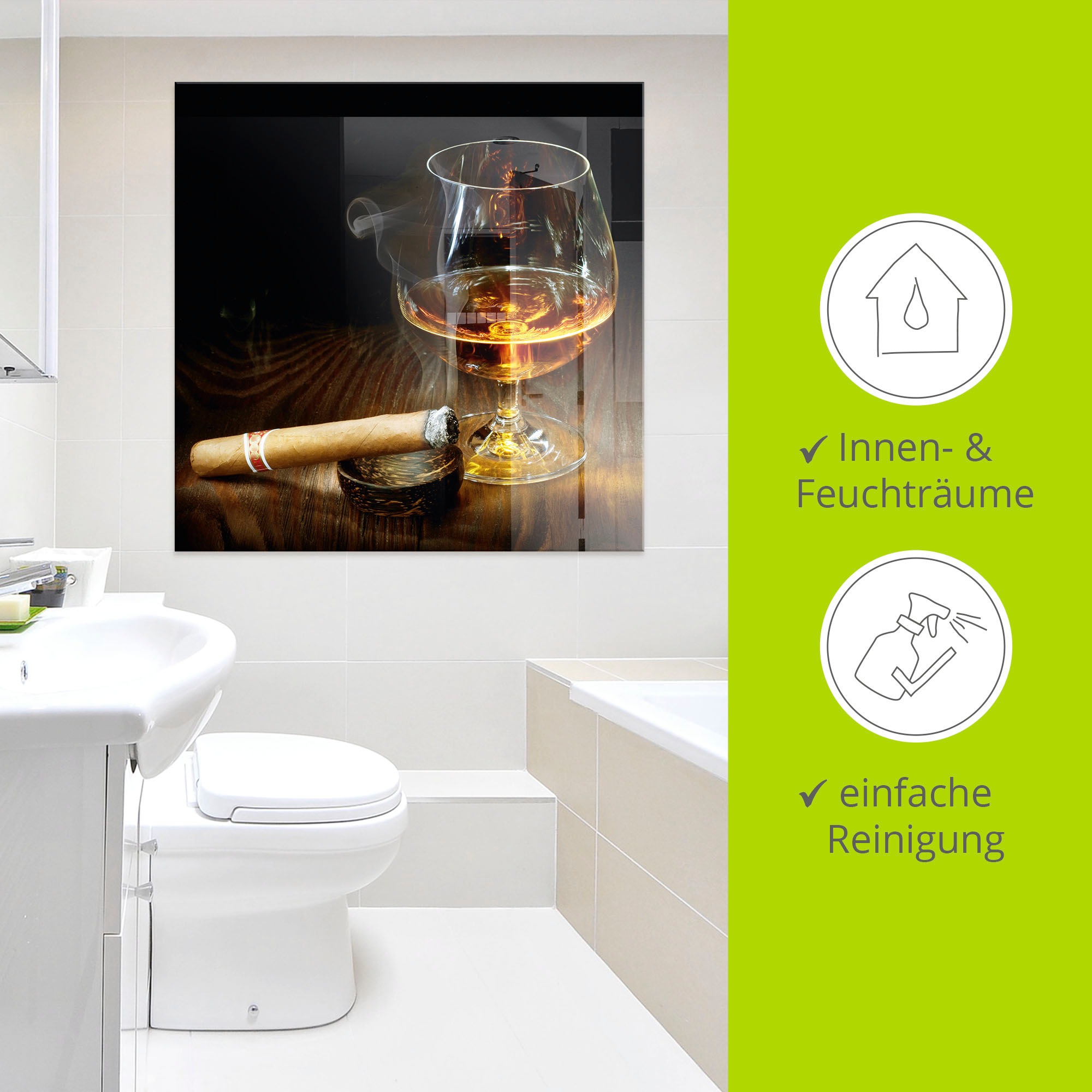 Artland Glasbild »Zigarre und Cognac«, Zigarren, (1 St.), in verschiedenen Größen