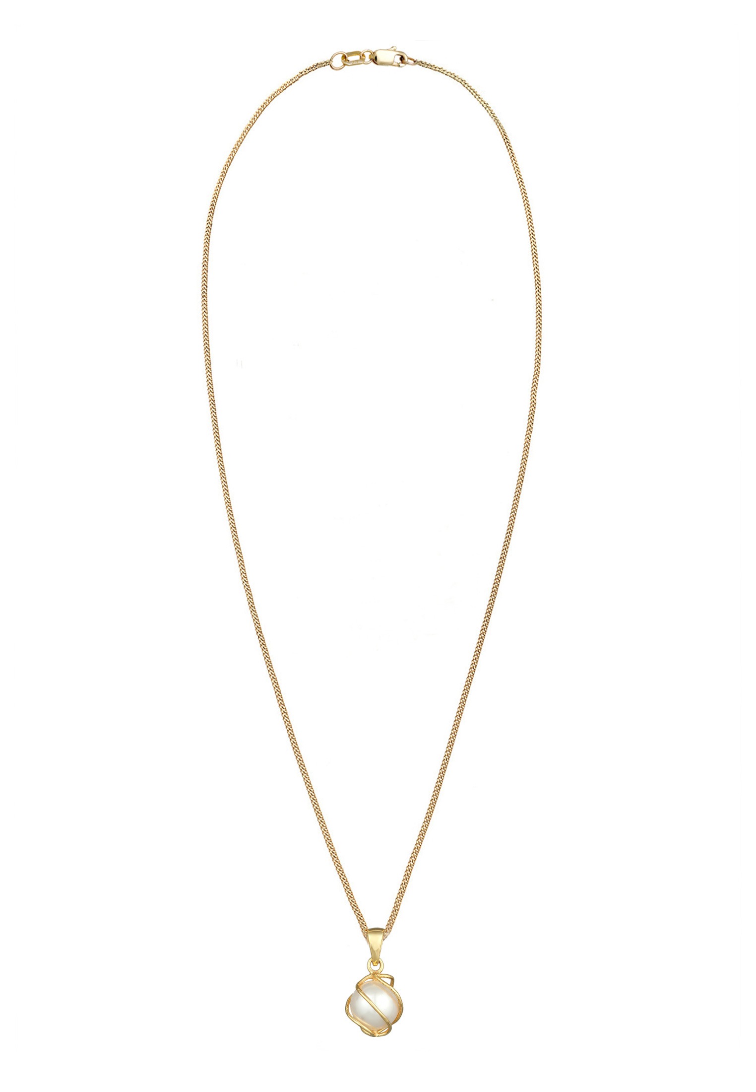 Elli Premium Silberkette »Halskette Spirale synthetische Perlen 375 Gelbgold«