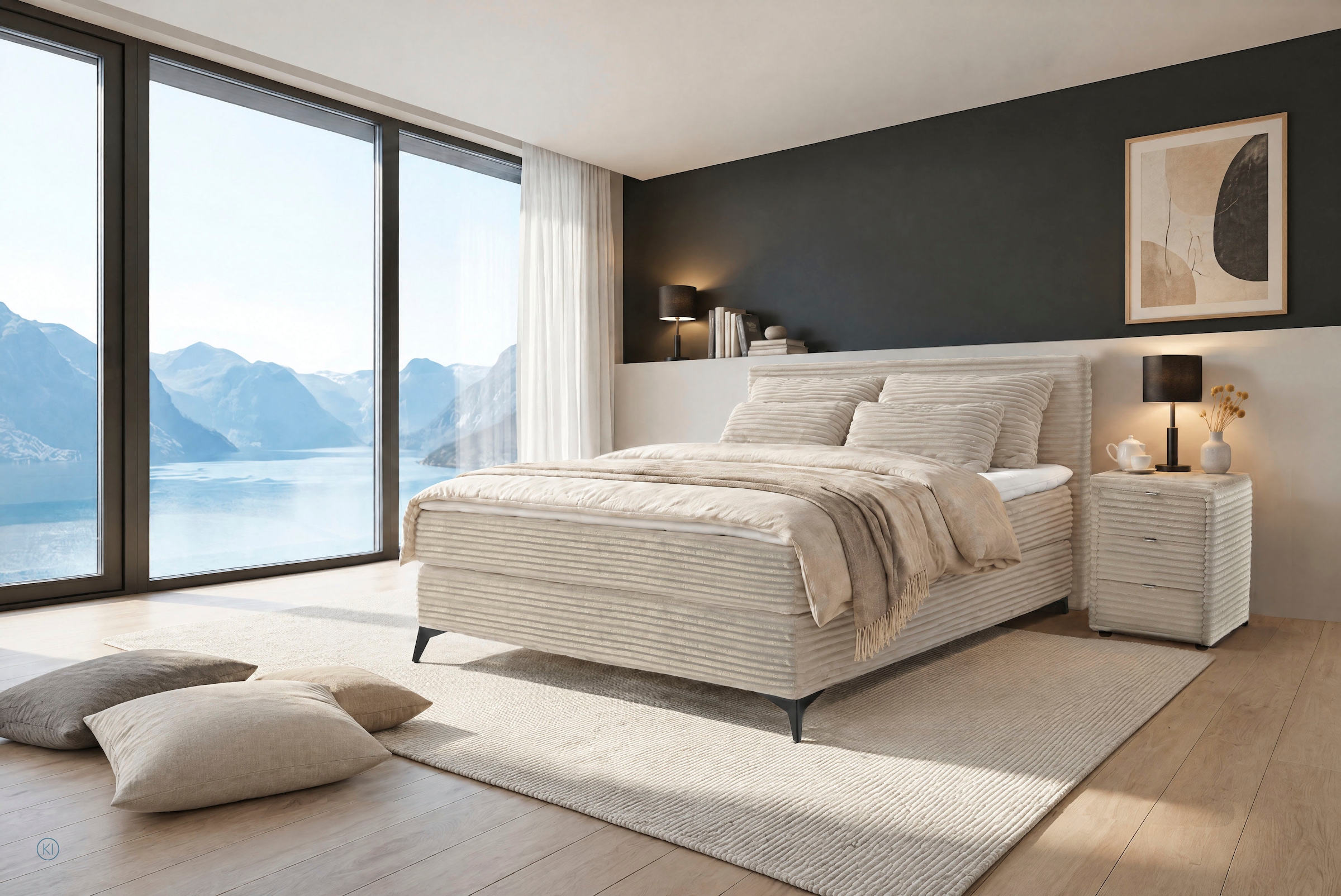 Jockenhöfer Gruppe Boxspringbett »PAULINA inkl. Bonnell- oder Tonnentaschenfederkernmatratze H2-H4« mit 6cm PUR- oder Kaltschaumtopper, 140x200 cm / 180x200cm