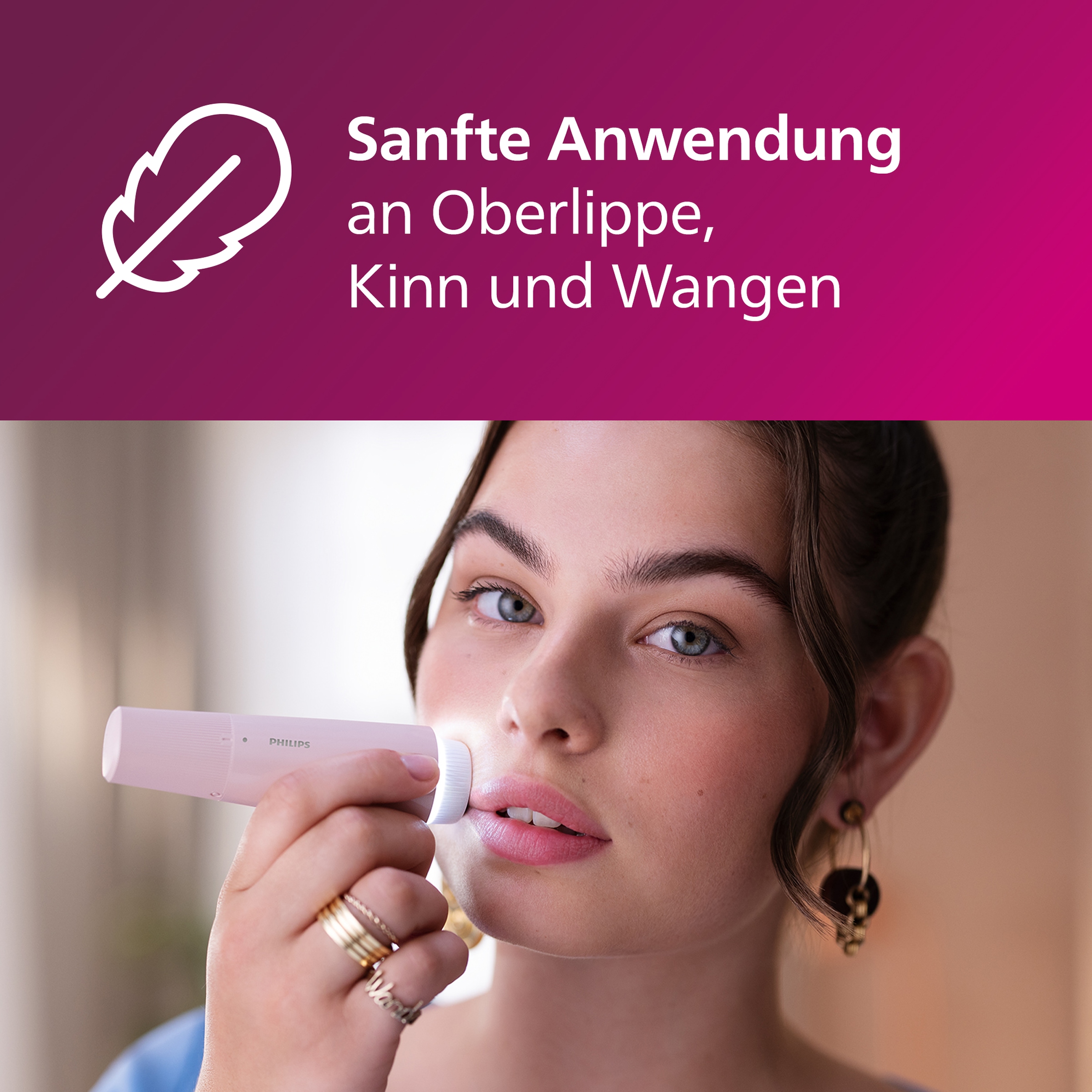 Philips Gesichtsepilierer »Series 5000 BRR454/00«, mit Spiegel und LED-Licht, inkl. Reinigungsbürste