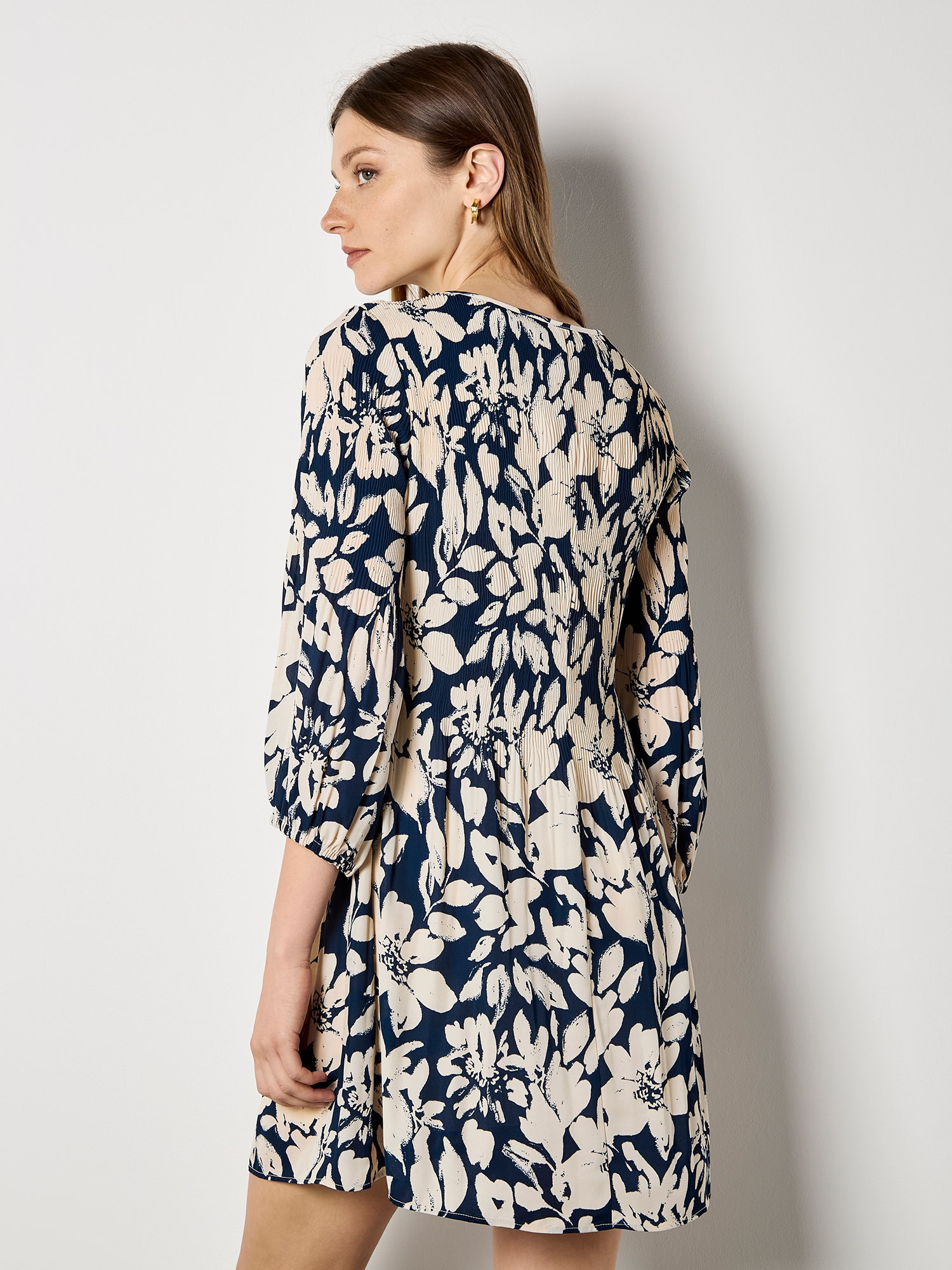 Apricot Minikleid »Minikleid« aus Plissee und Blumenmuster