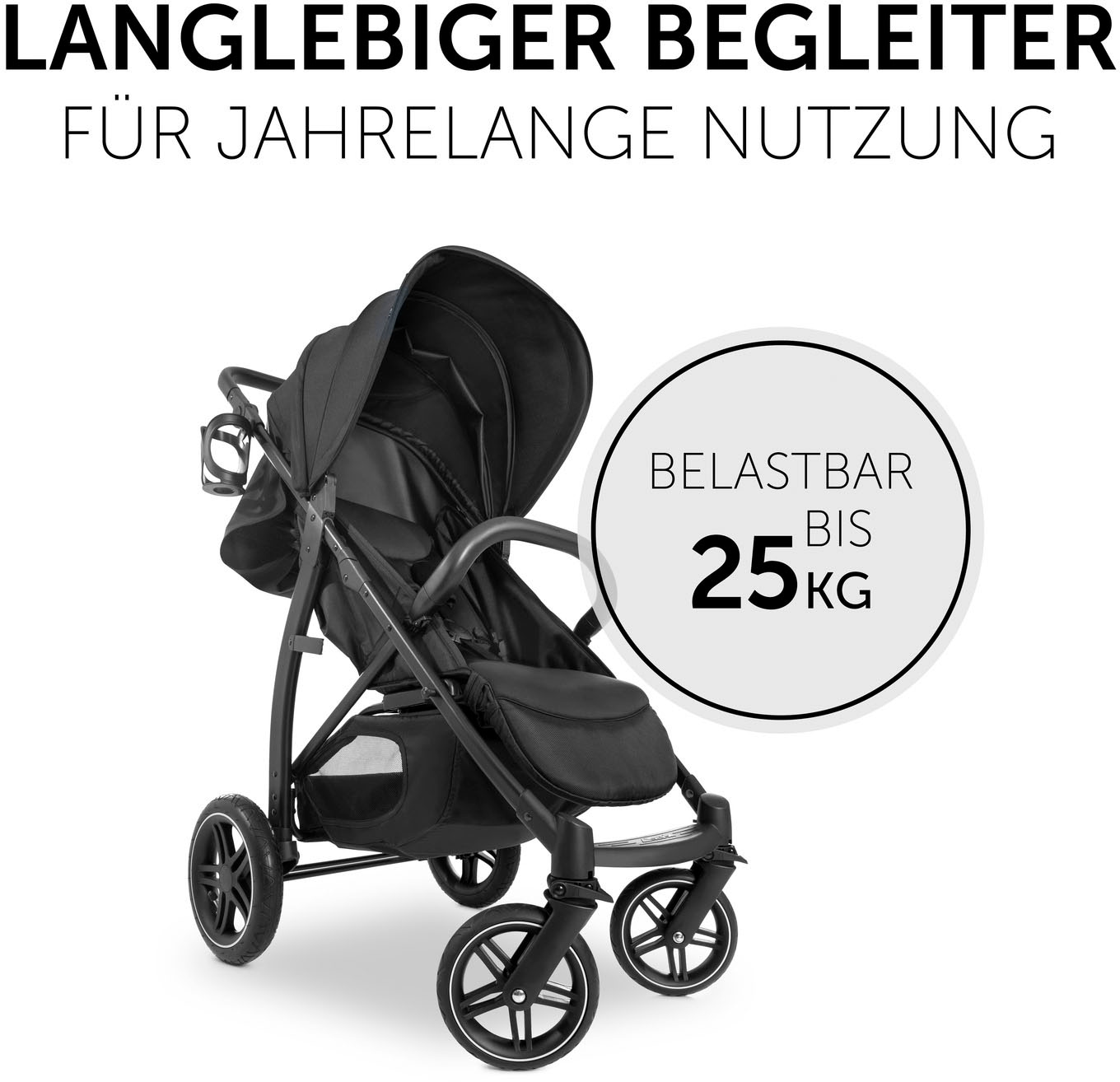 Hauck Kinder-Buggy »Rapid 4D Air, black«, mit verlängerbarem 3-Zonen Verdeck