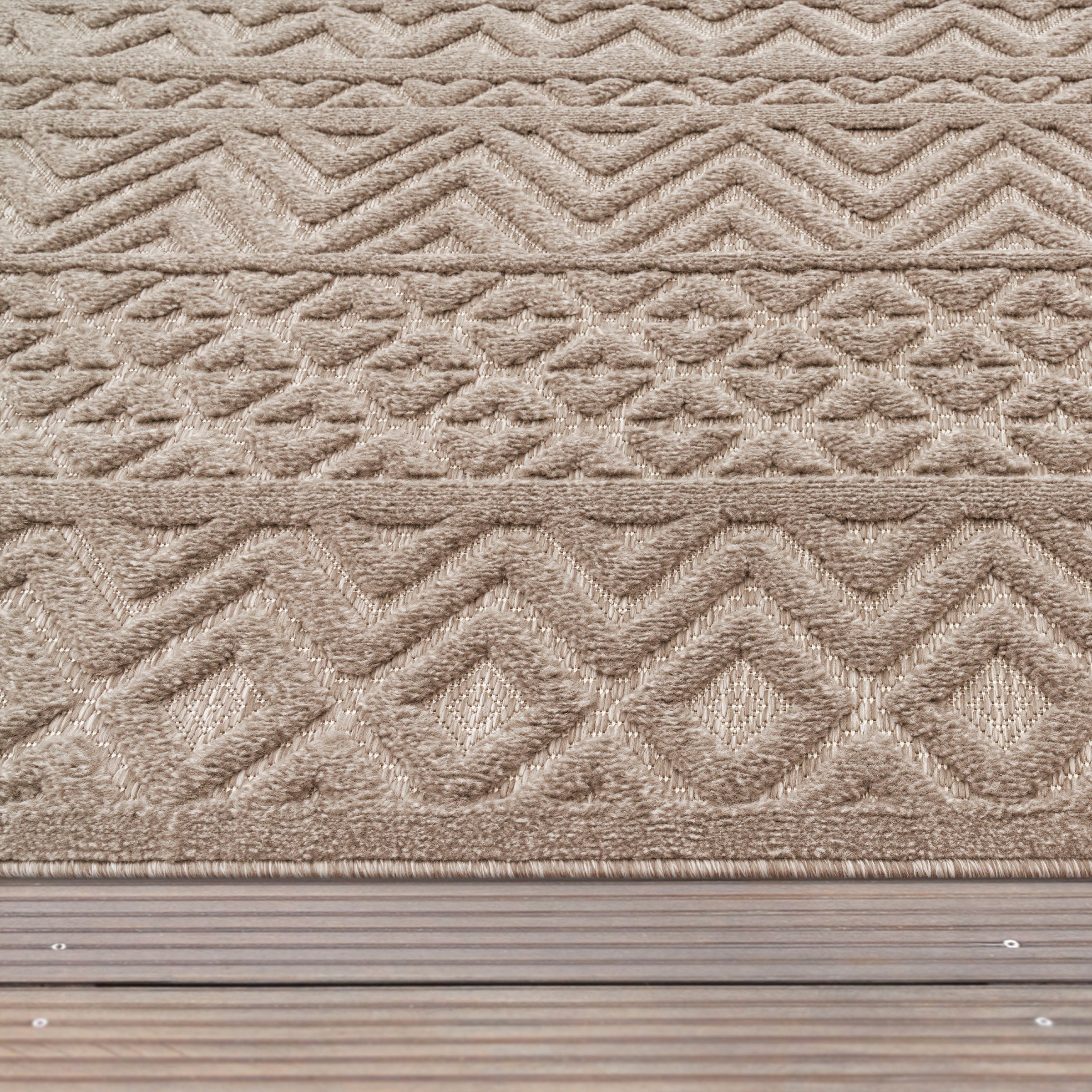 Paco Home Teppich »Livorno 673«, rechteckig, Uni-Farben, Scandi, Rauten  Muster, Hoch-Tief Effekt, Outdoor geeignet im OTTO Online Shop