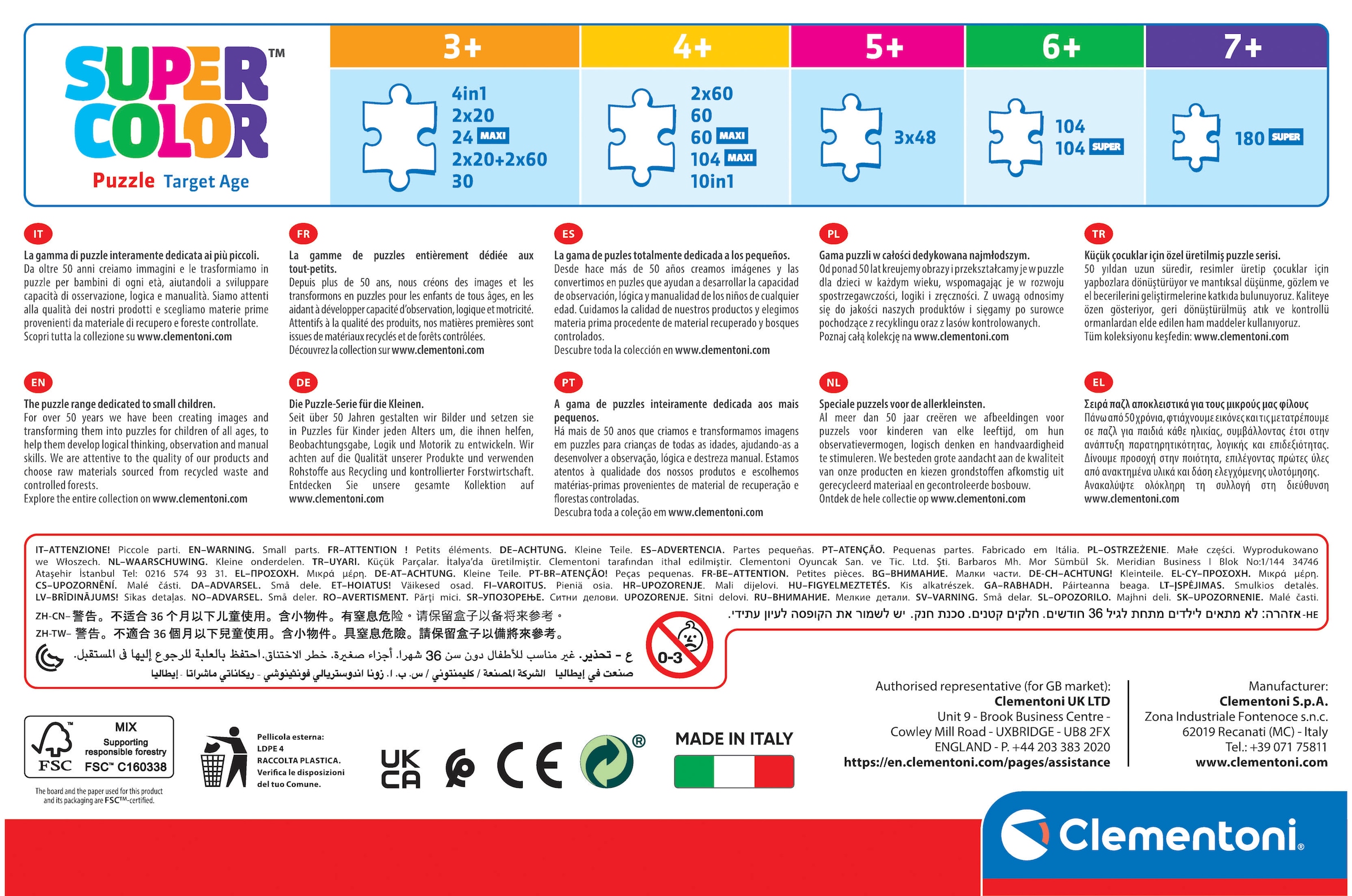 Clementoni® Puzzle »Bluey, 4in1 Supercolor«, Made in Europe