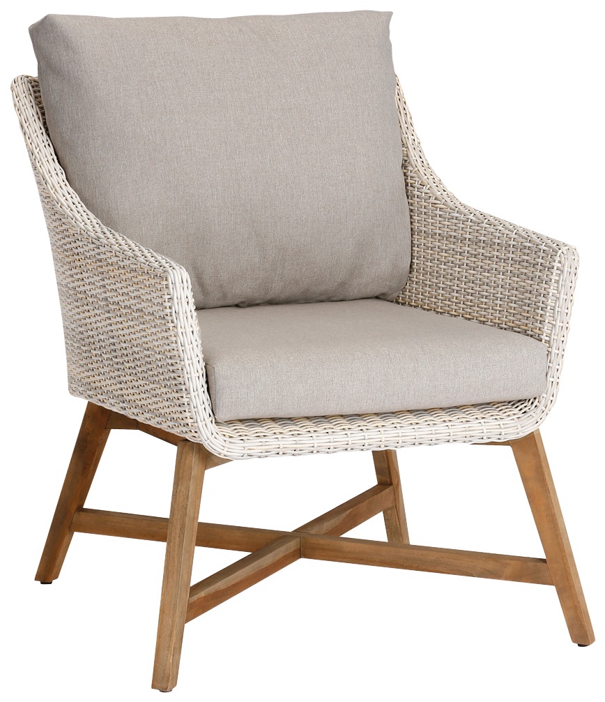 Best Loungesessel »Paterna«, (1 St.), Polyrattan/Teakholz, inkl. Auflage