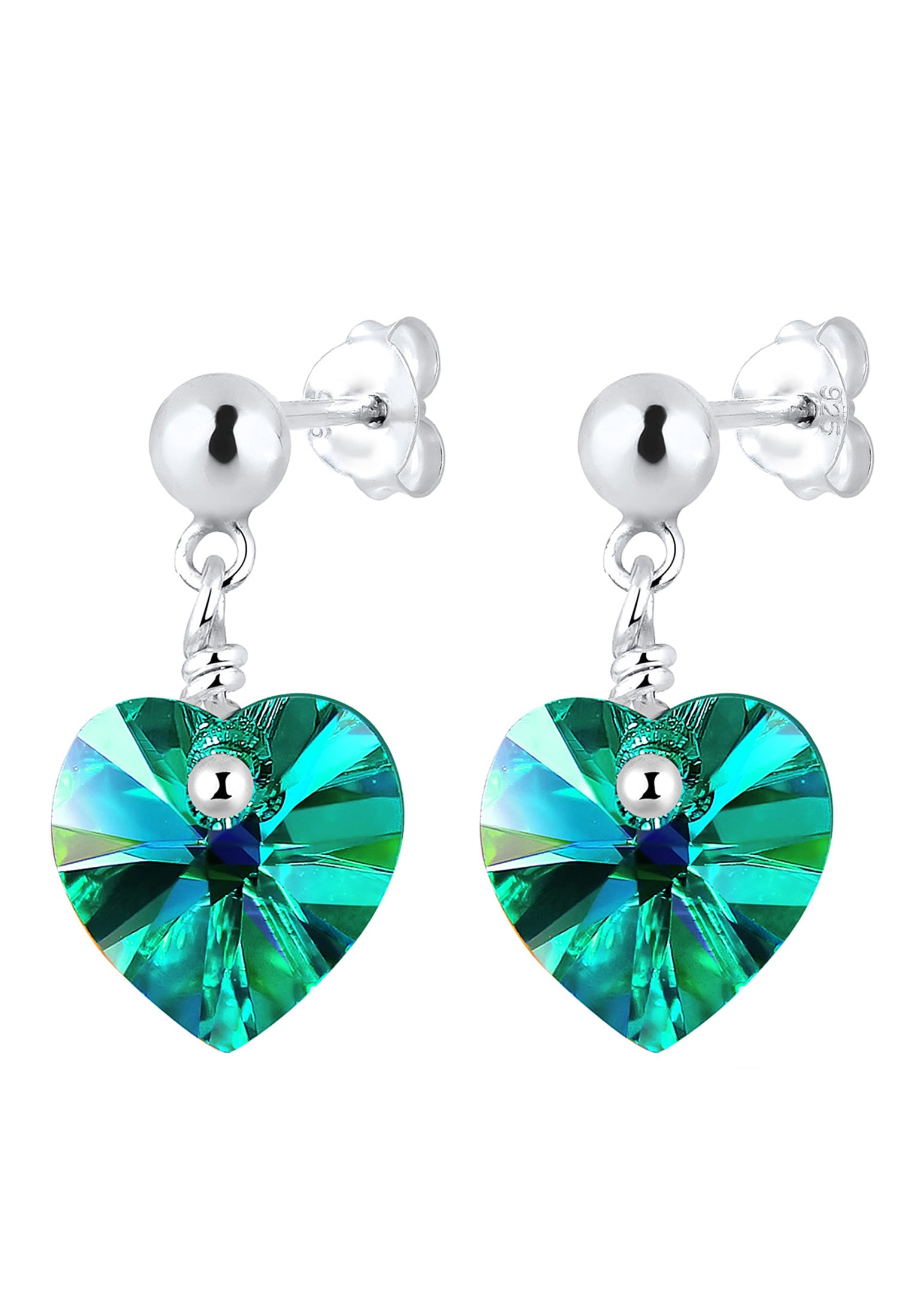Elli Paar Ohrhänger »Ohrringe Blue Hearts Crystals 925 Sterling Silver«