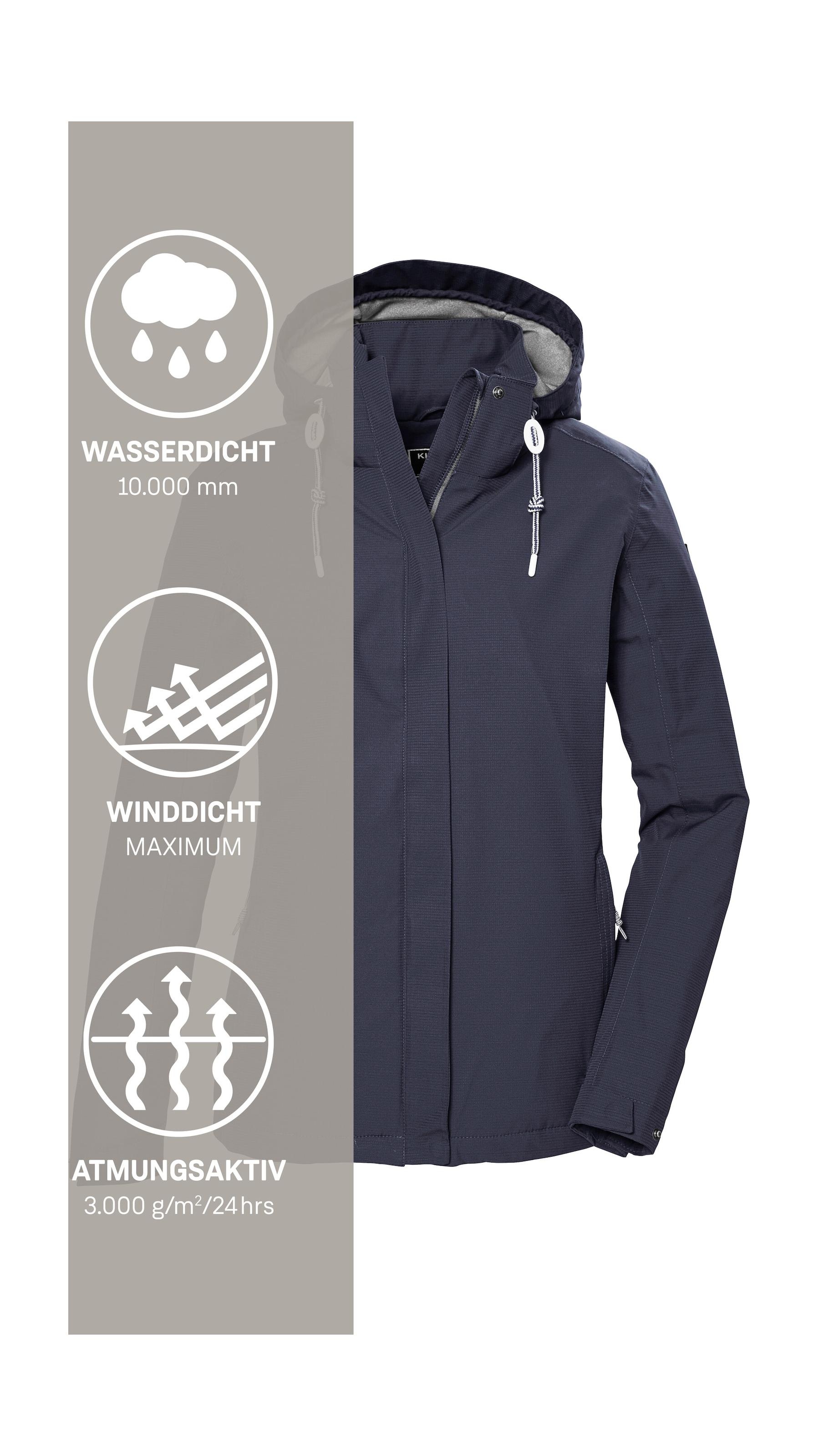 Killtec Outdoorjacke »KOS 61 WMN JCKT« Funktionsjacke: wasser- und winddicht, atmungsaktiv, abnehmbare Kapuze