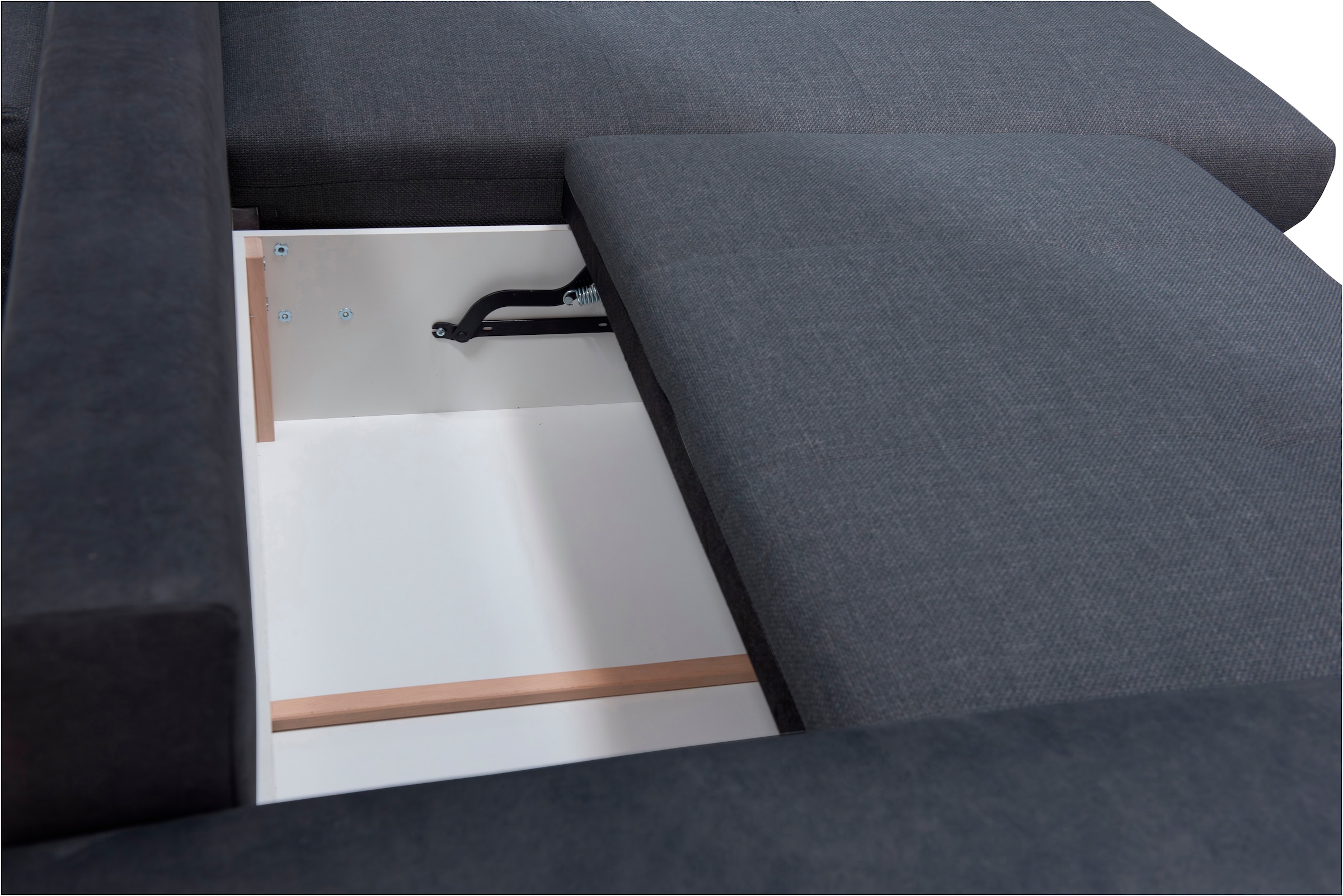 exxpo - sofa fashion Ecksofa »Larnaca, inkl. Bettfunktion und Bettkasten, bequem und komfortabel,«, mit extrabreiten Rückenkissen und 2 Zierkissen