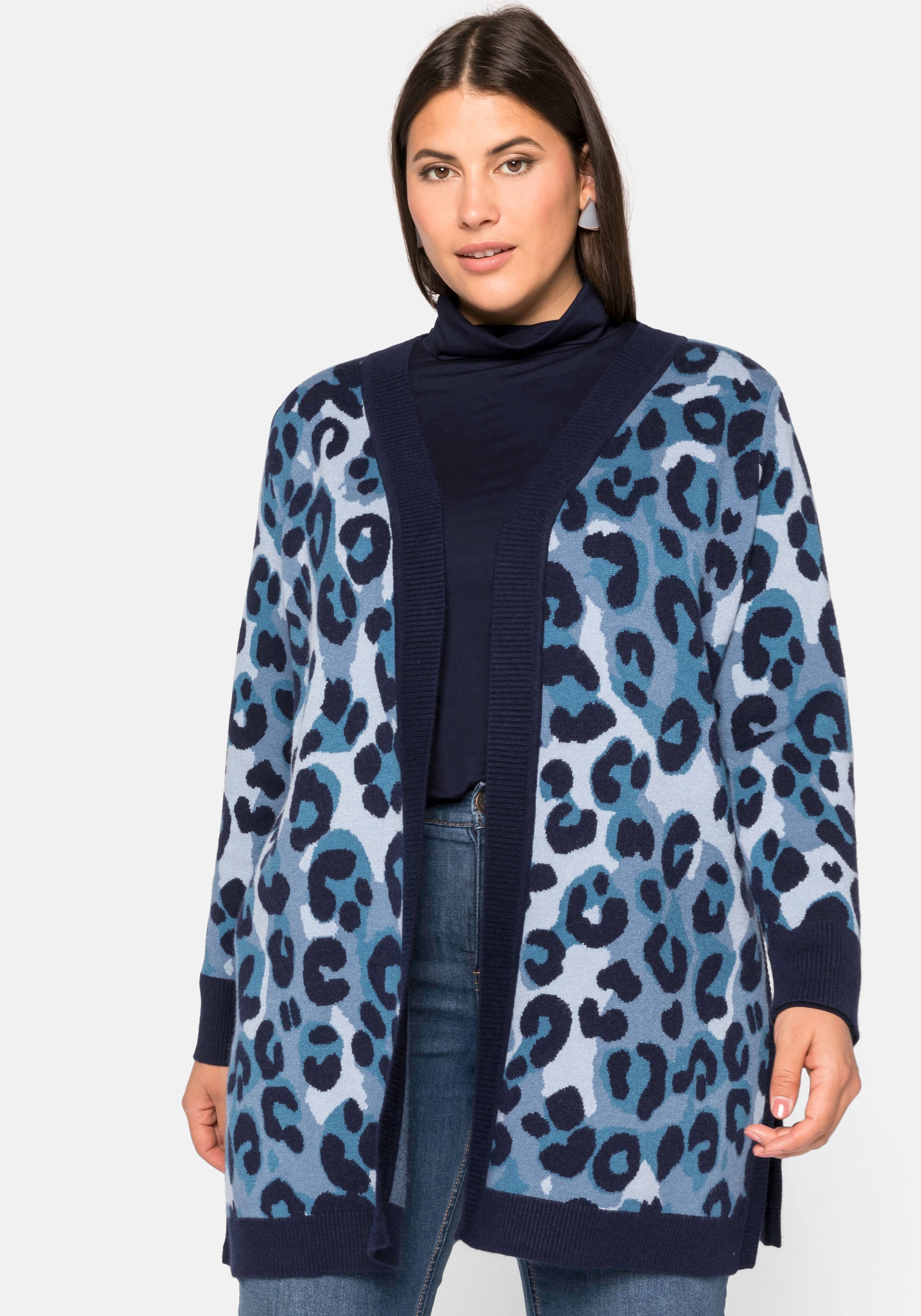 Sheego Strickjacke, mit Animal Look (Jacquard Muster)